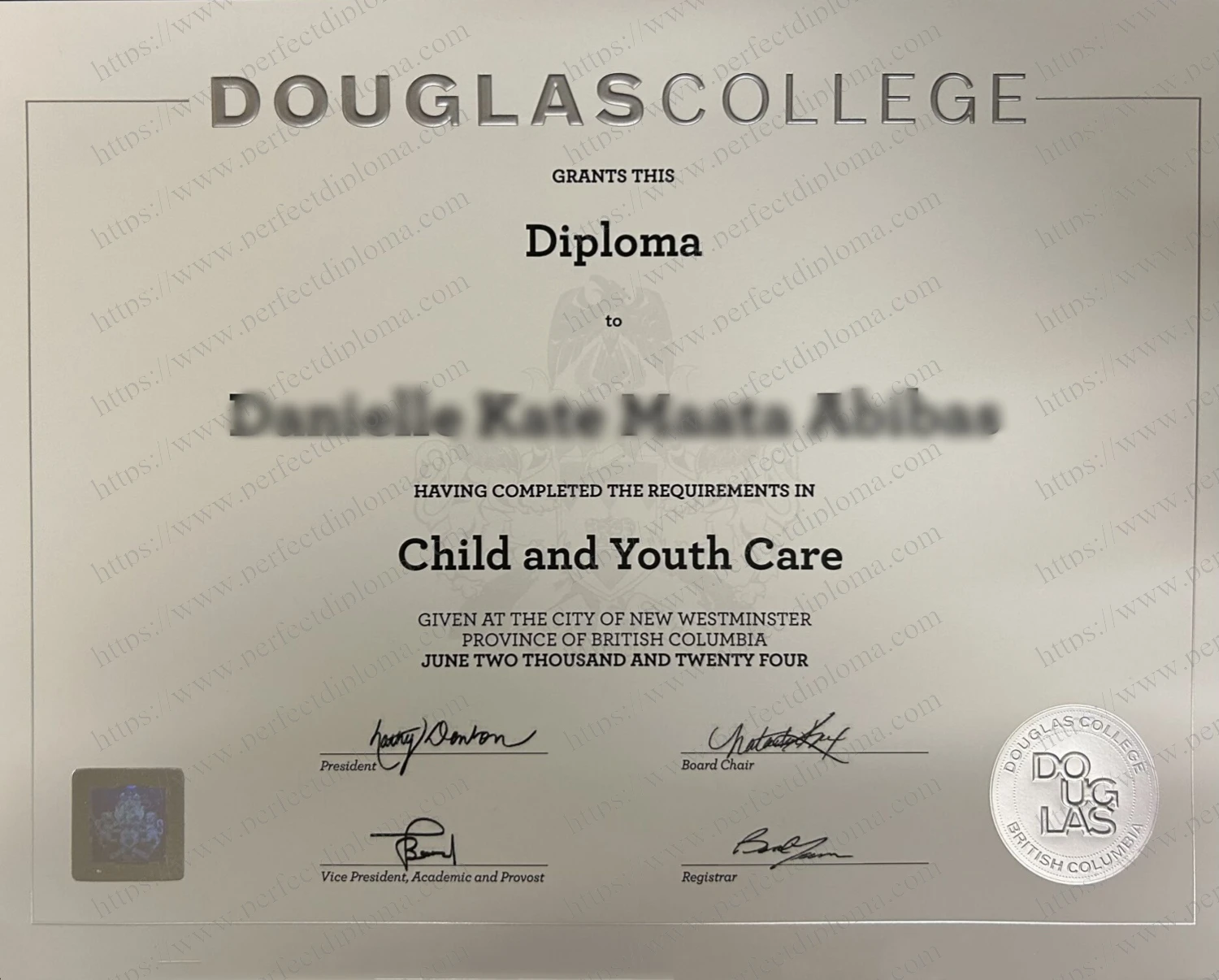 How do I order a 100% replica Douglas College diploma online?