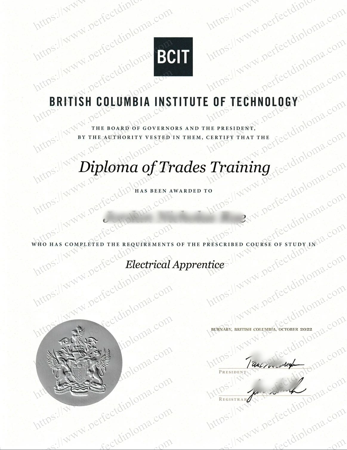 I need a British Columbia Institute of Technology fake diploma.