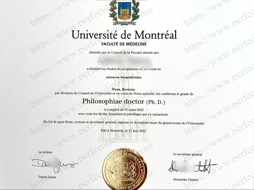 Purchase a Université de Montréal fake degree online.