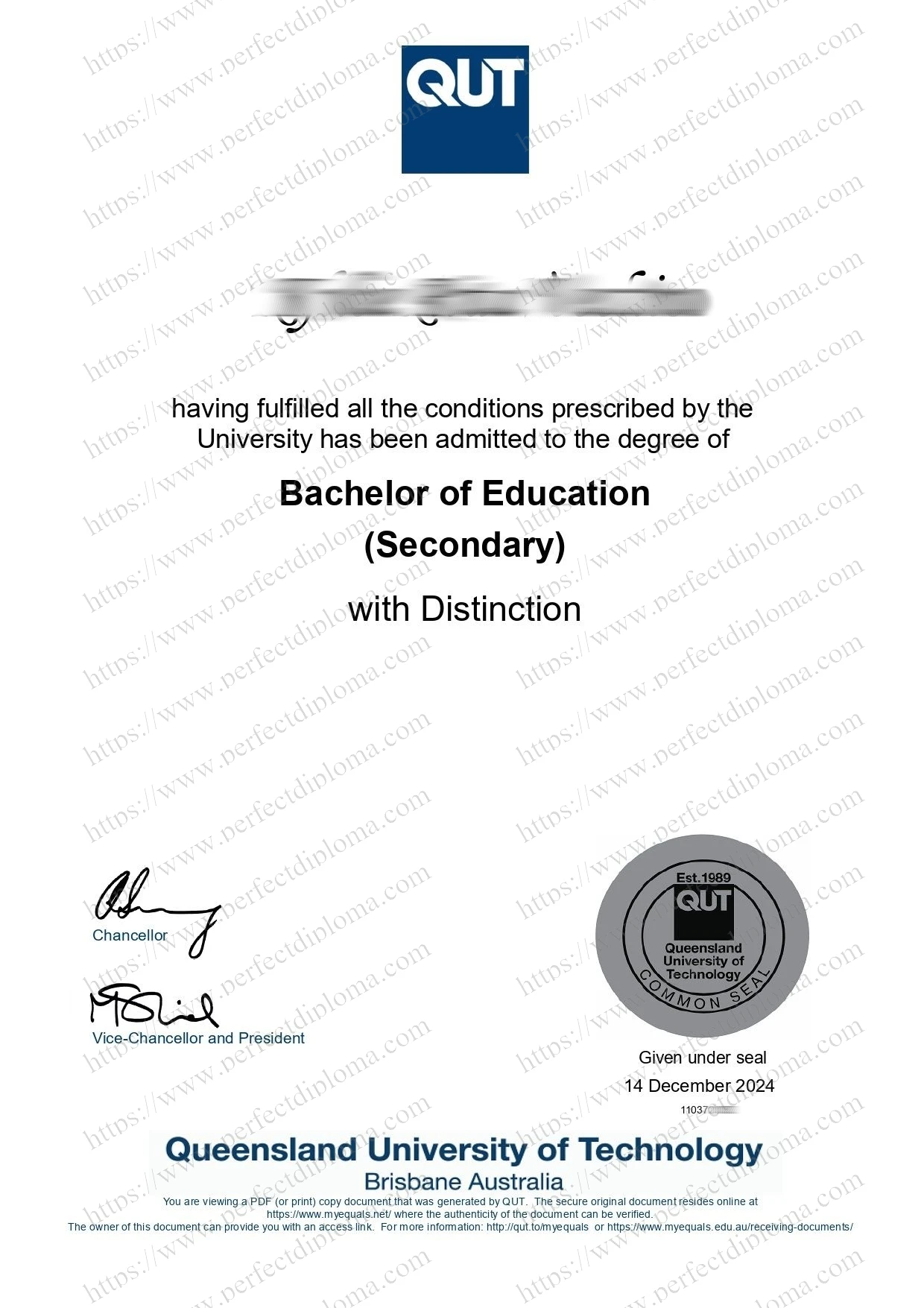 I want to buy a fake Queensland University of Technology diploma.