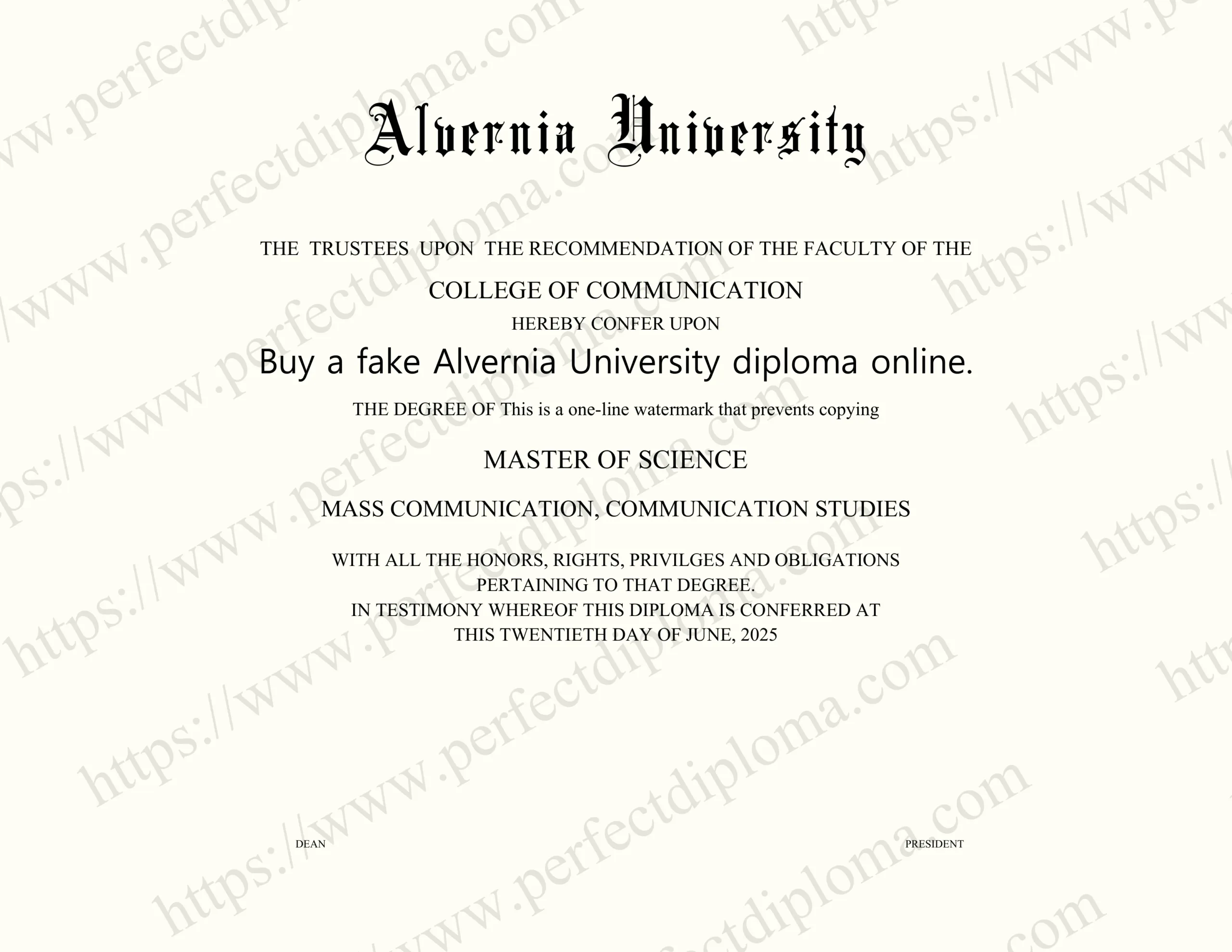 Buy a fake Alvernia University diploma online.