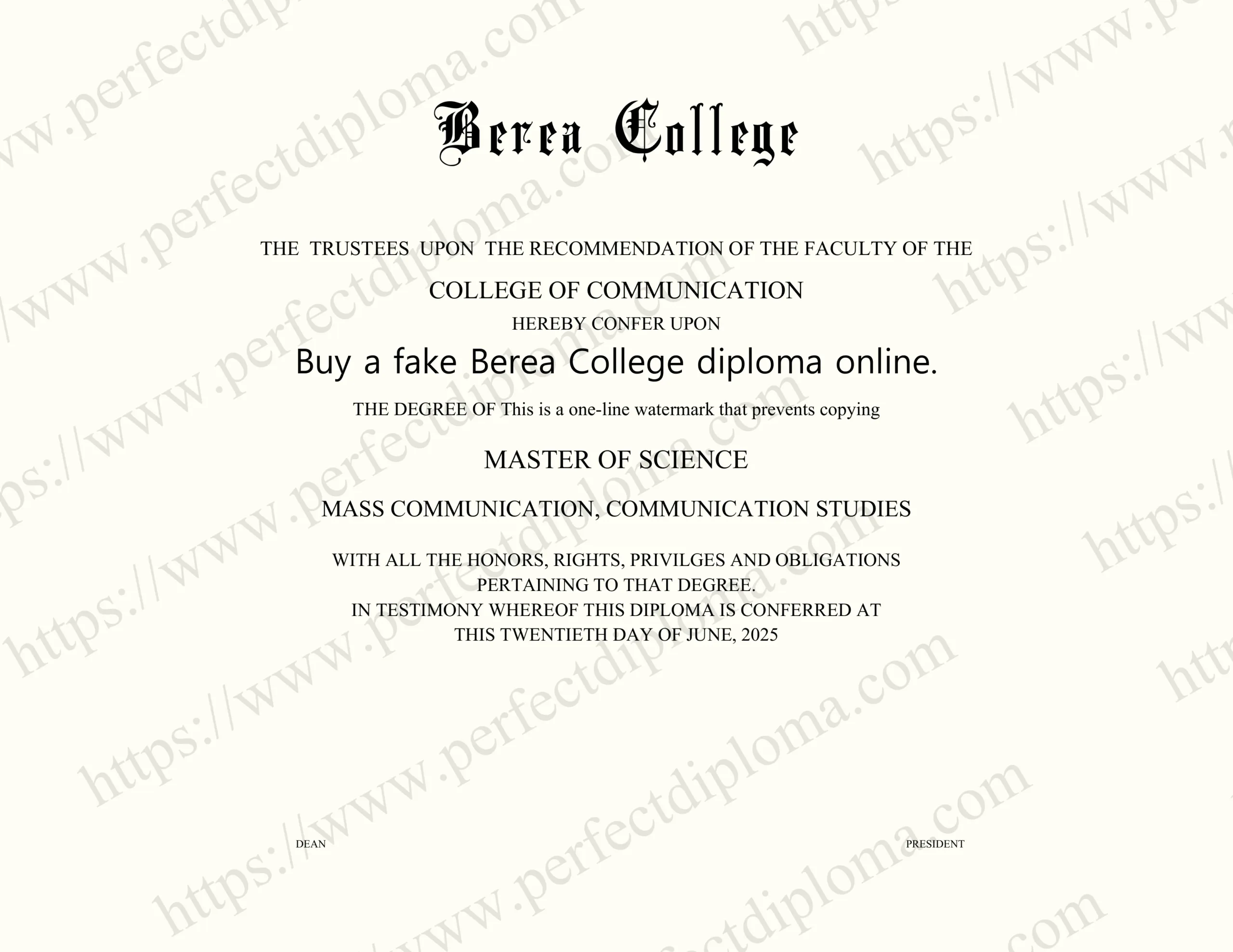 Buy a fake Berea College diploma online.