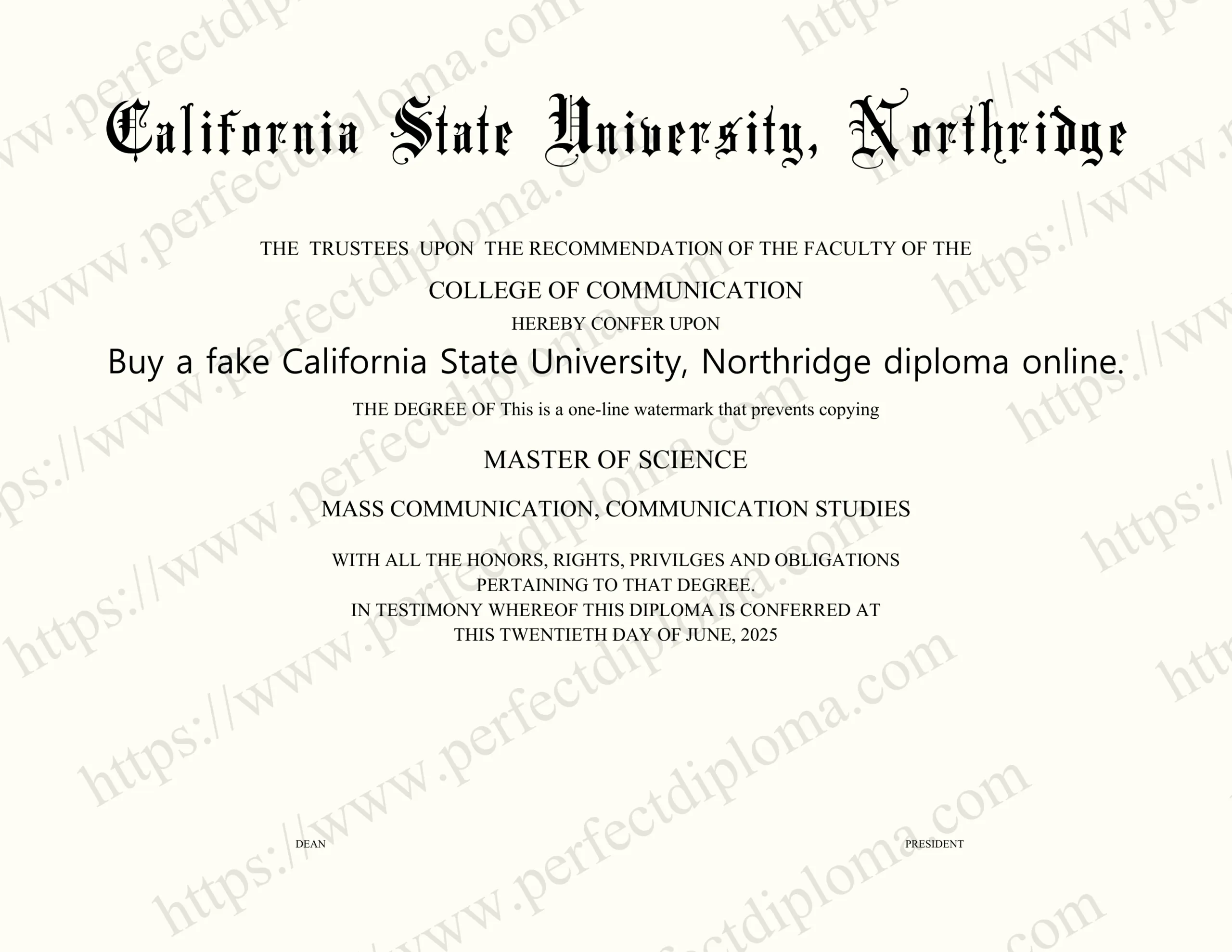 Buy a fake California State University, Northridge diploma online.