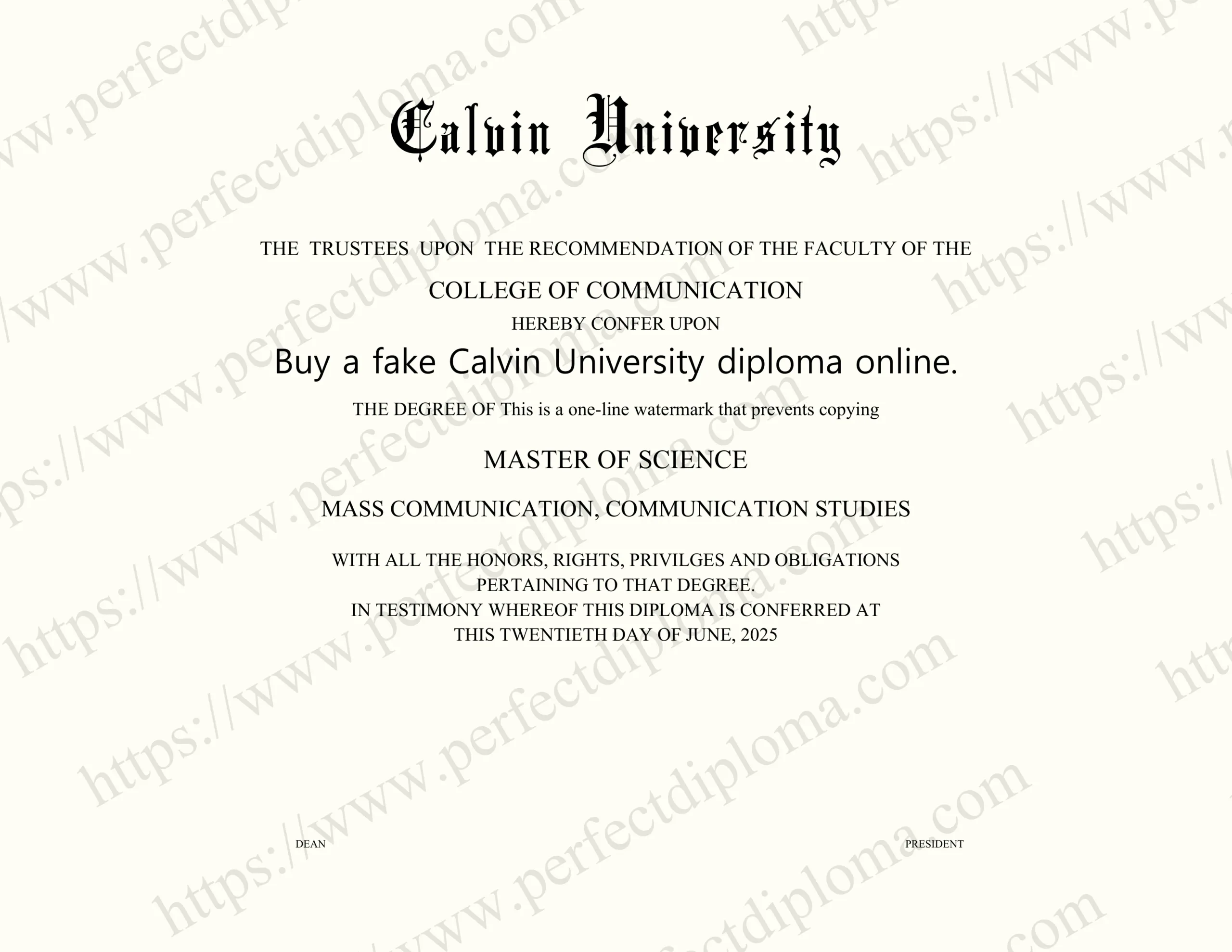Buy a fake Calvin University diploma online.