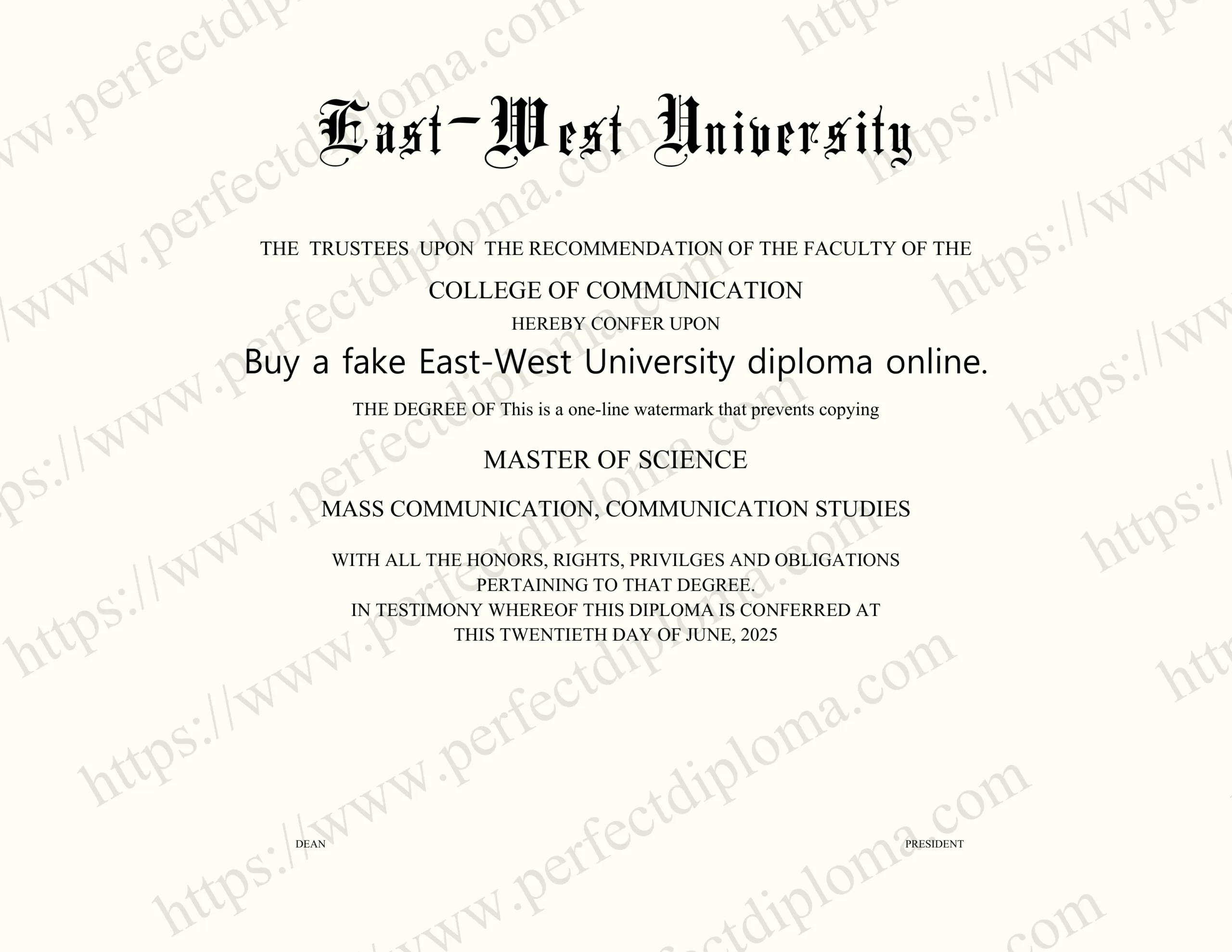 Buy a fake East-West University diploma online.
