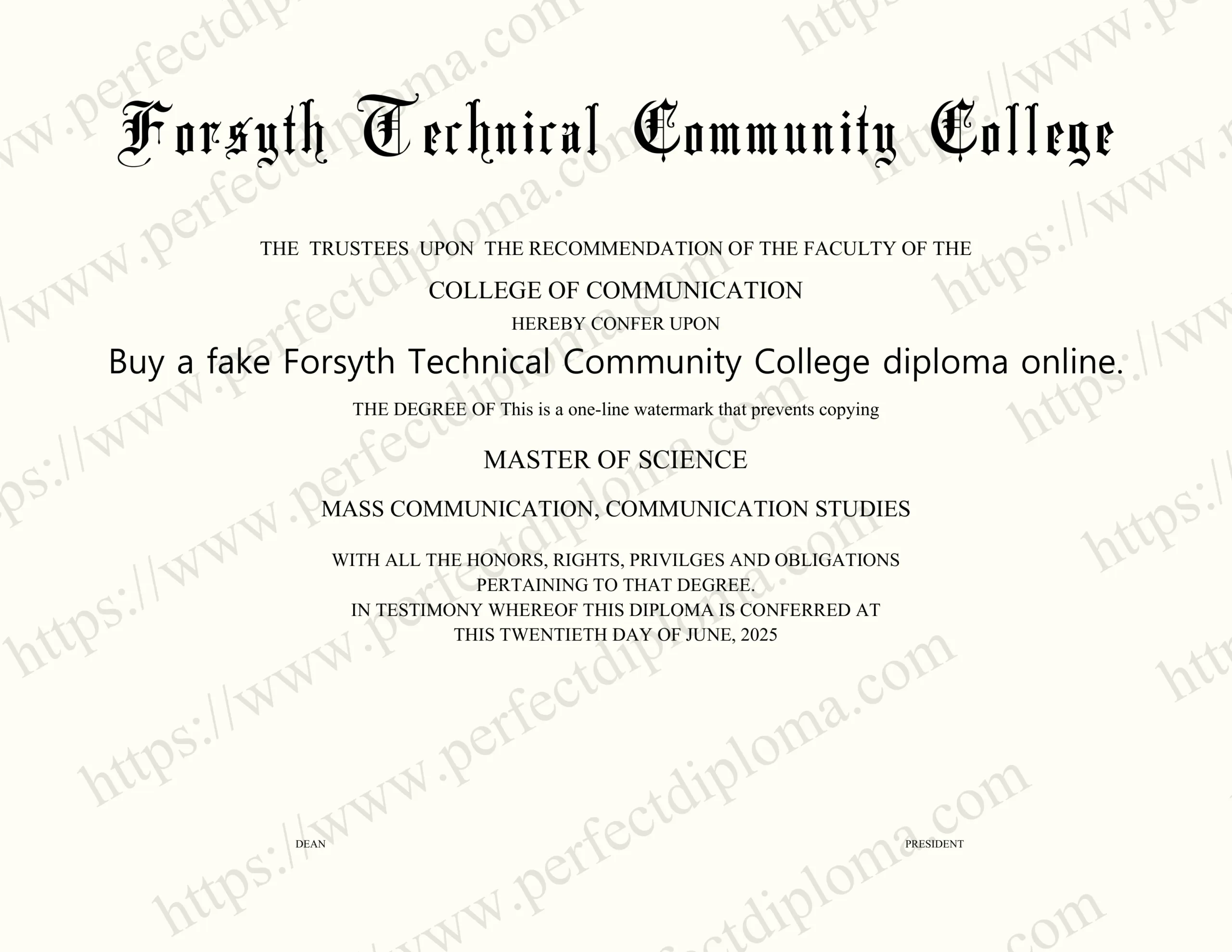 Buy a fake Forsyth Technical Community College diploma online.