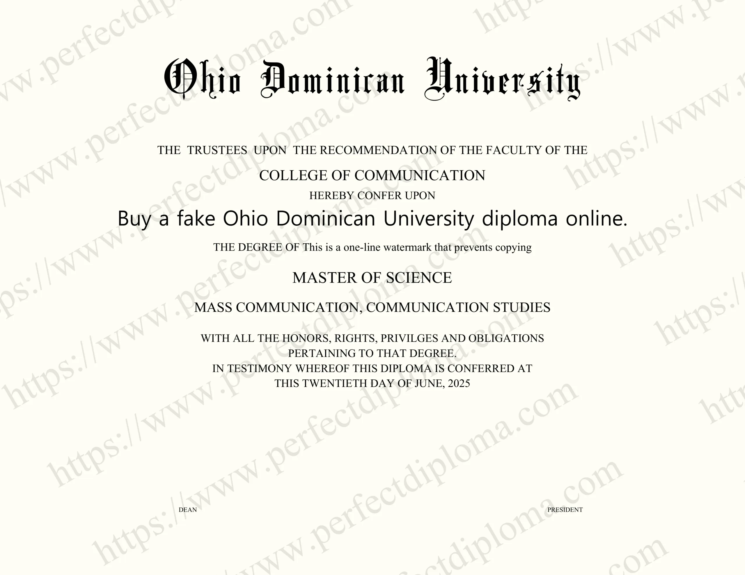 Buy a fake Ohio Dominican University diploma online.