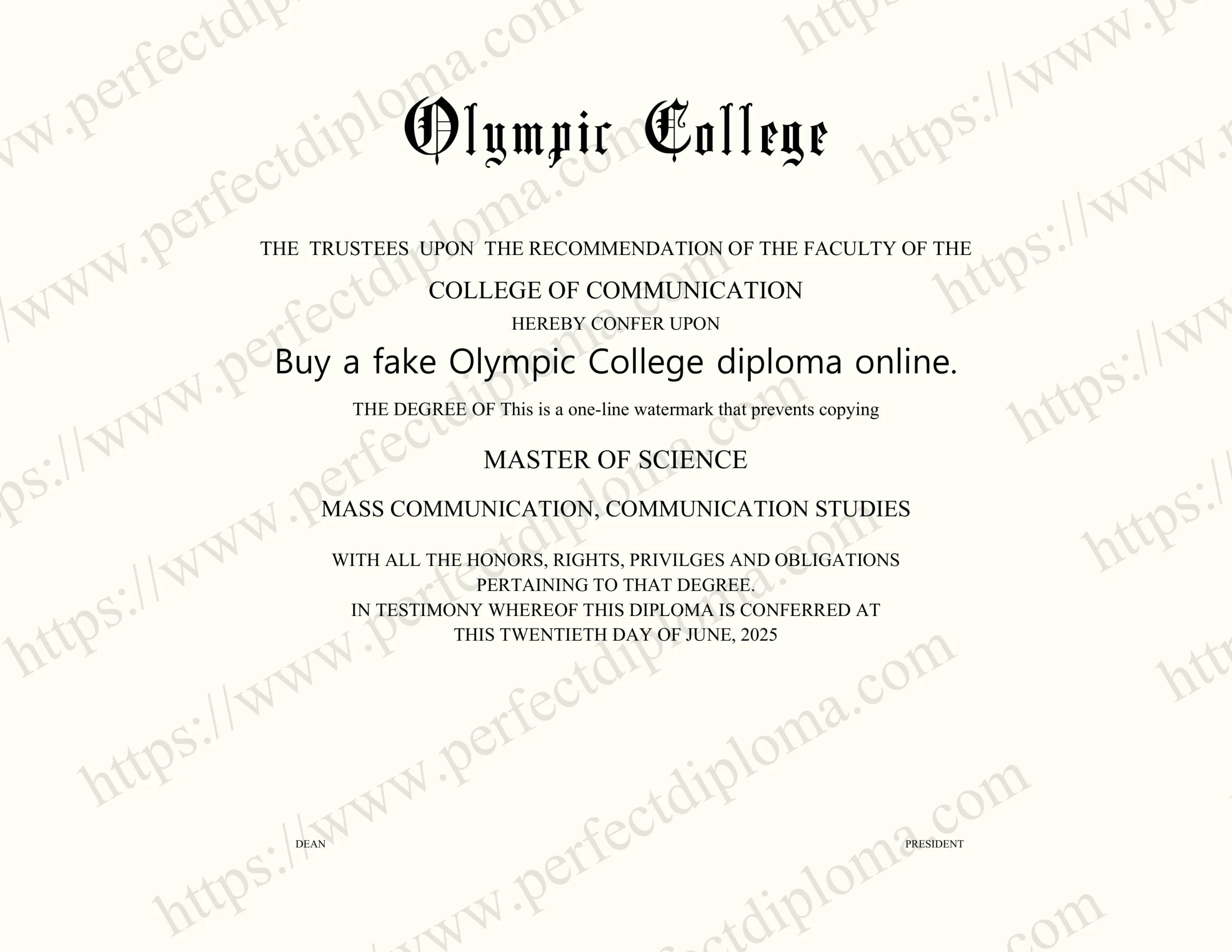 Buy a fake Olympic College diploma online.