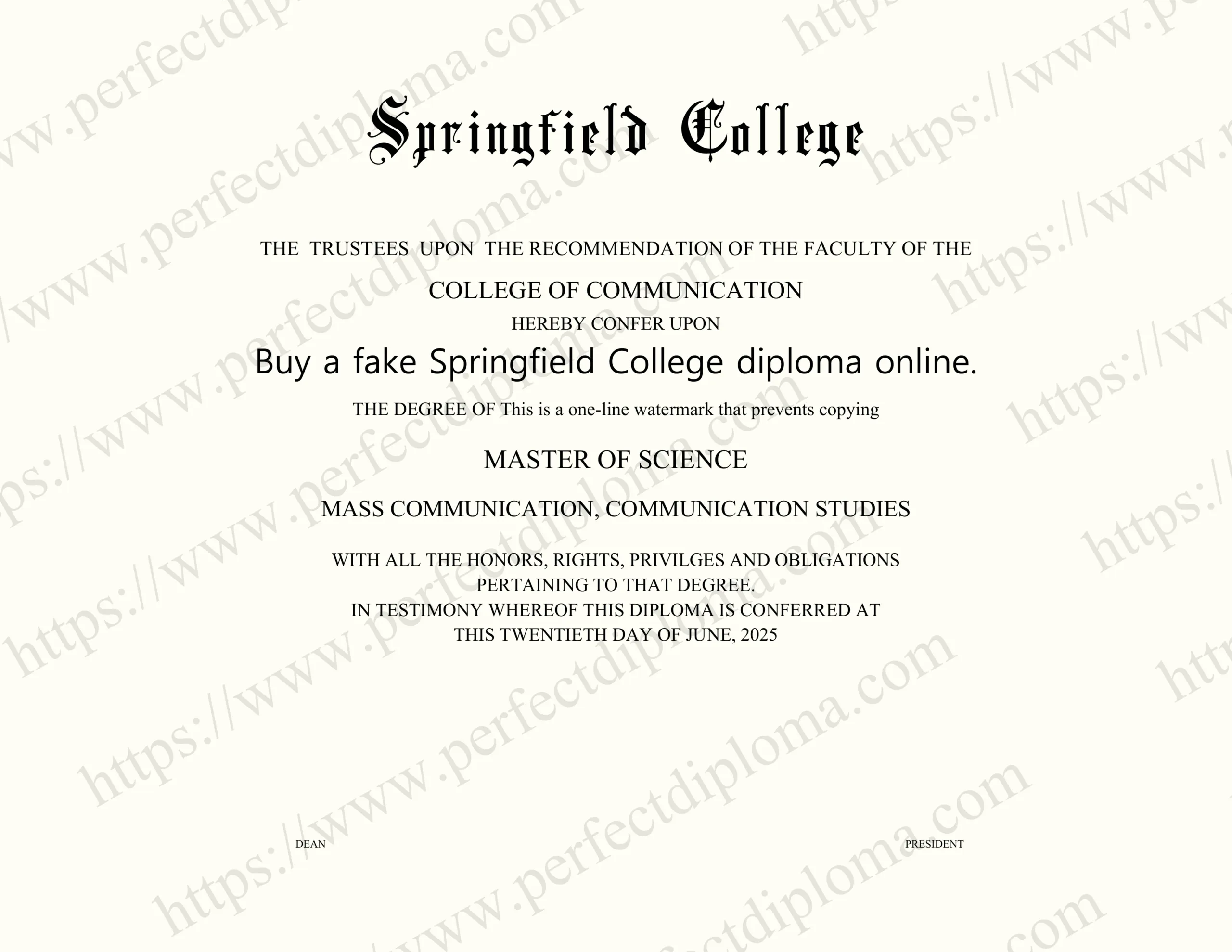 Buy a fake Springfield College diploma online.