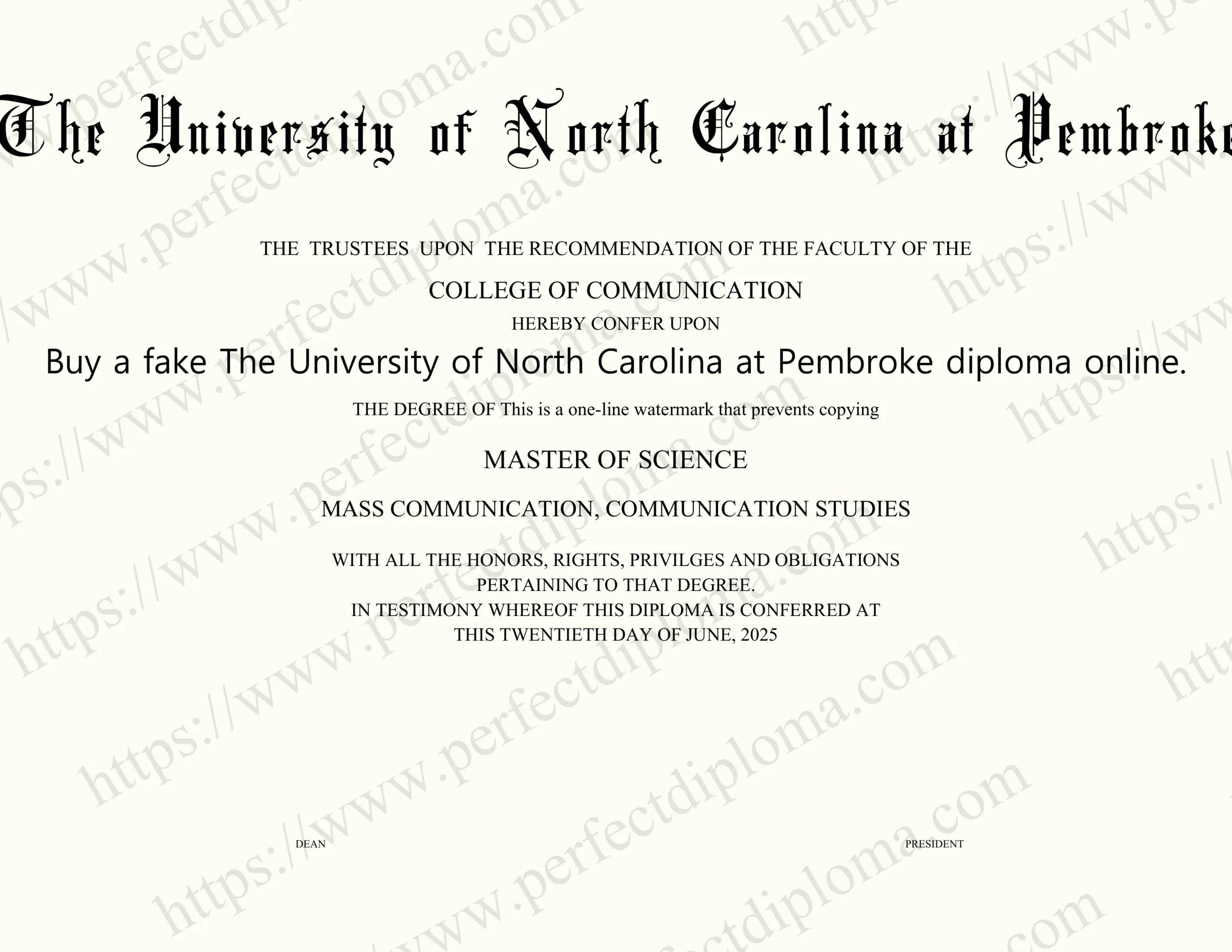 Buy a fake The University of North Carolina at Pembroke diploma online.