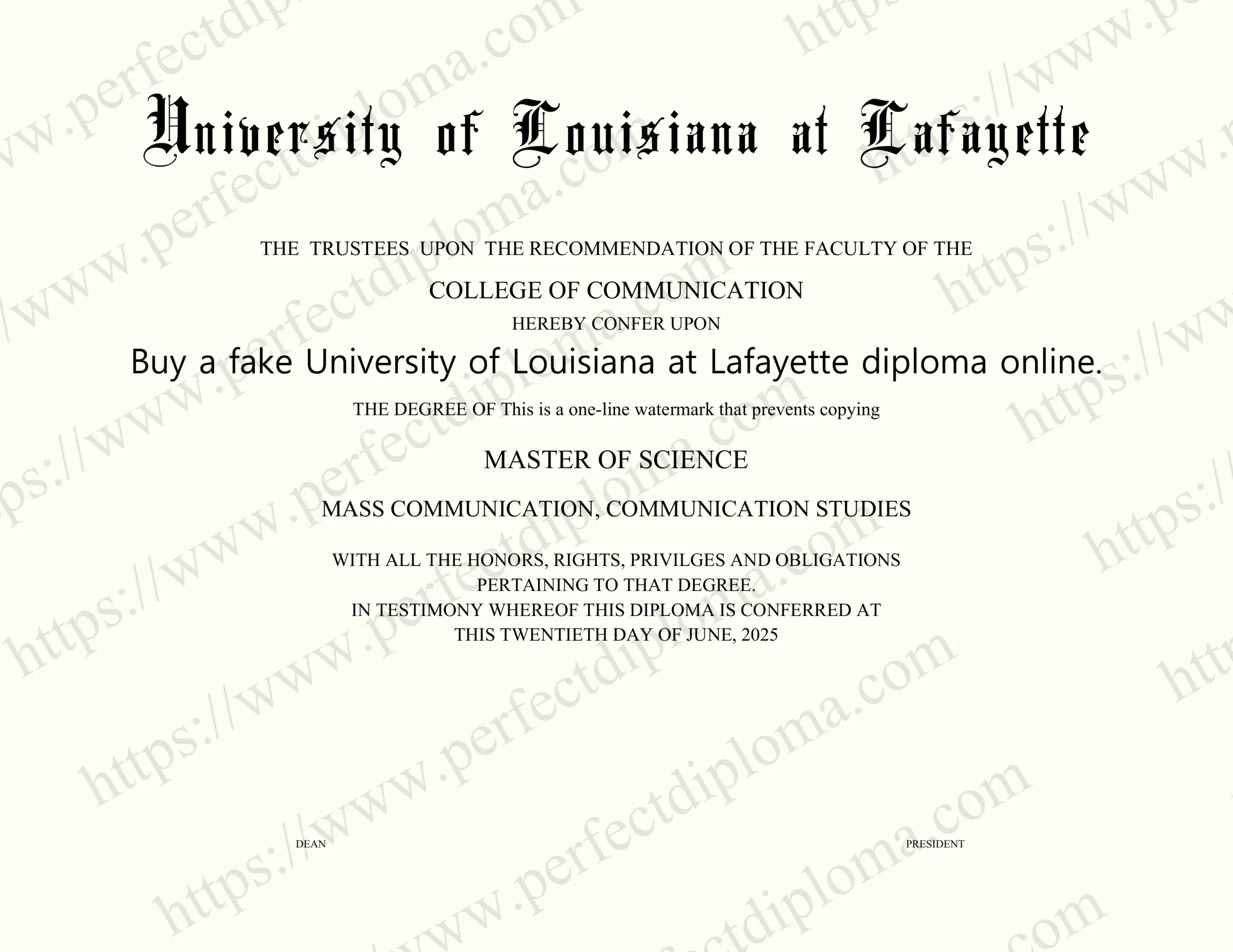 Buy a fake University of Louisiana at Lafayette diploma online.