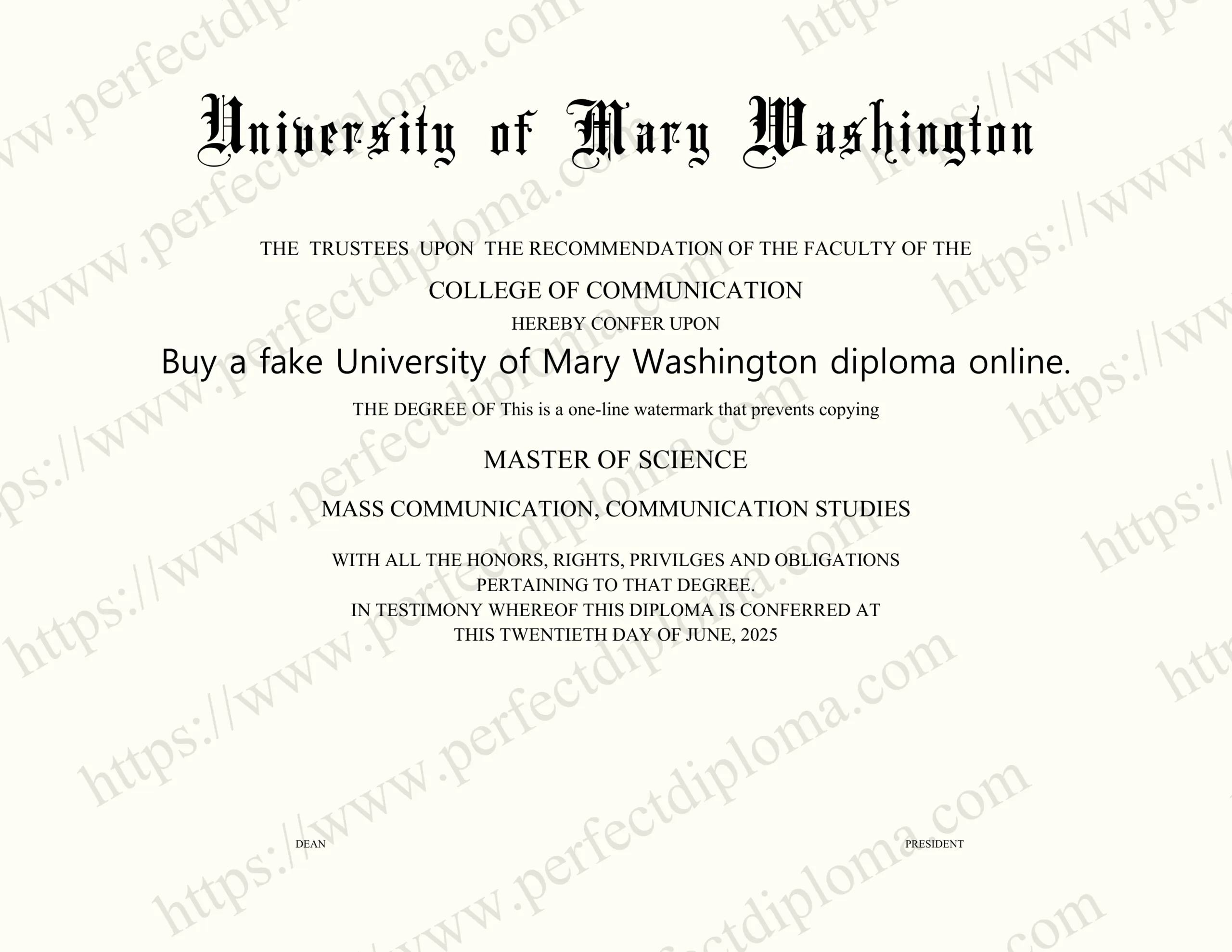 Buy a fake University of Mary Washington diploma online.