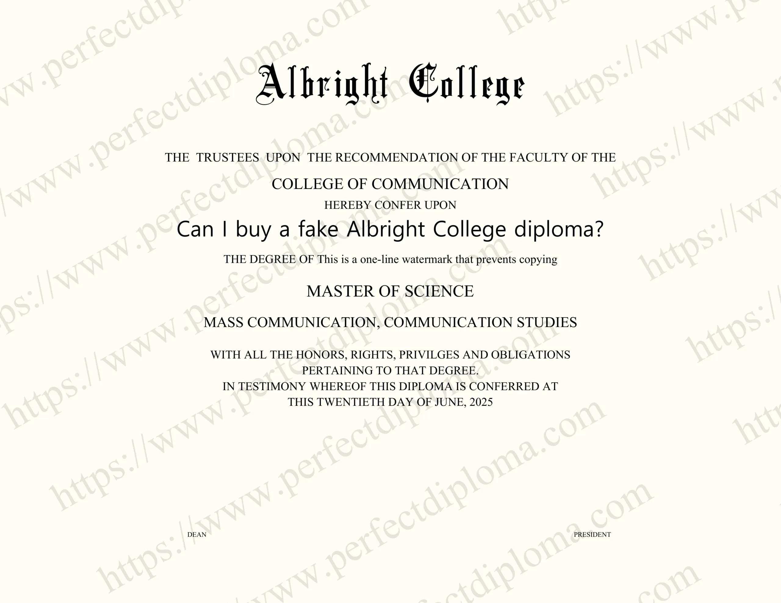 Can I buy a fake Albright College diploma?
