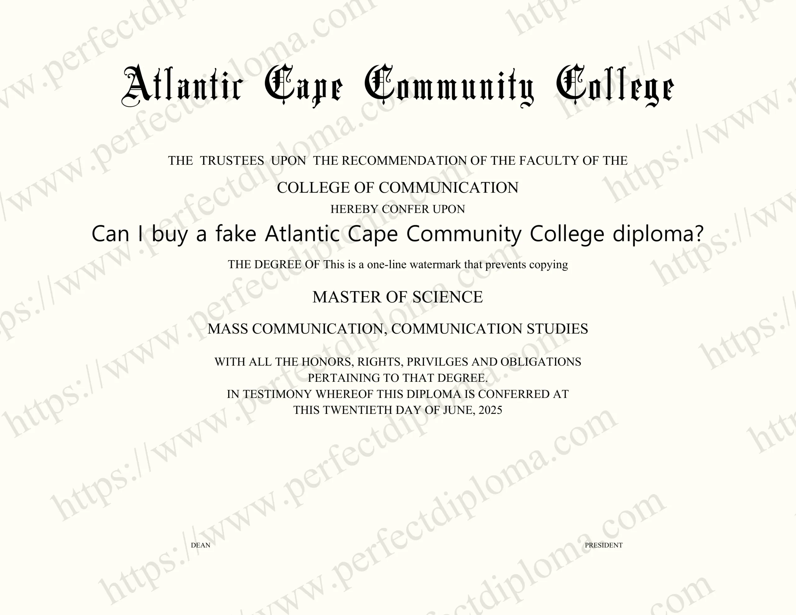 Can I buy a fake Atlantic Cape Community College diploma?