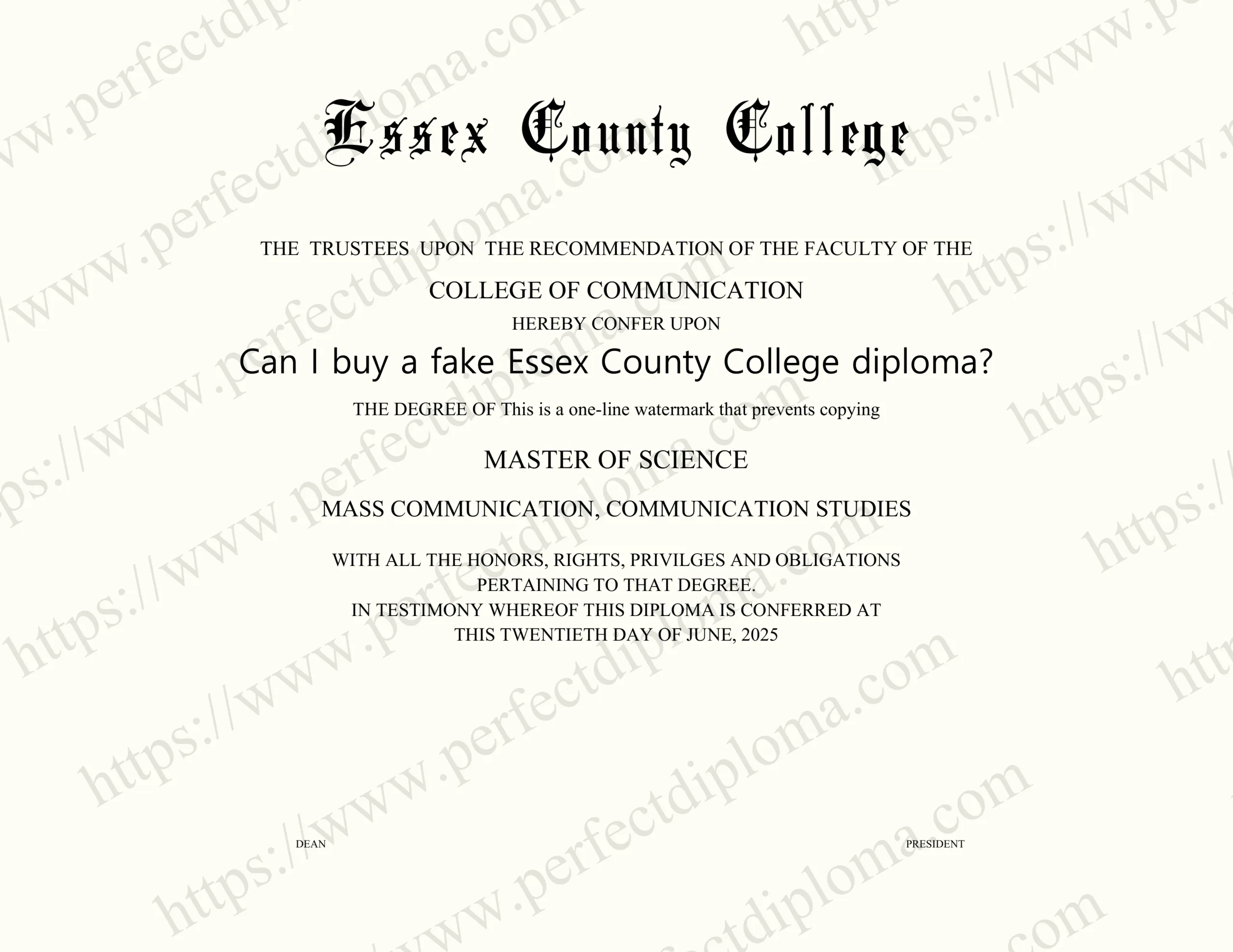 Can I buy a fake Essex County College diploma?
