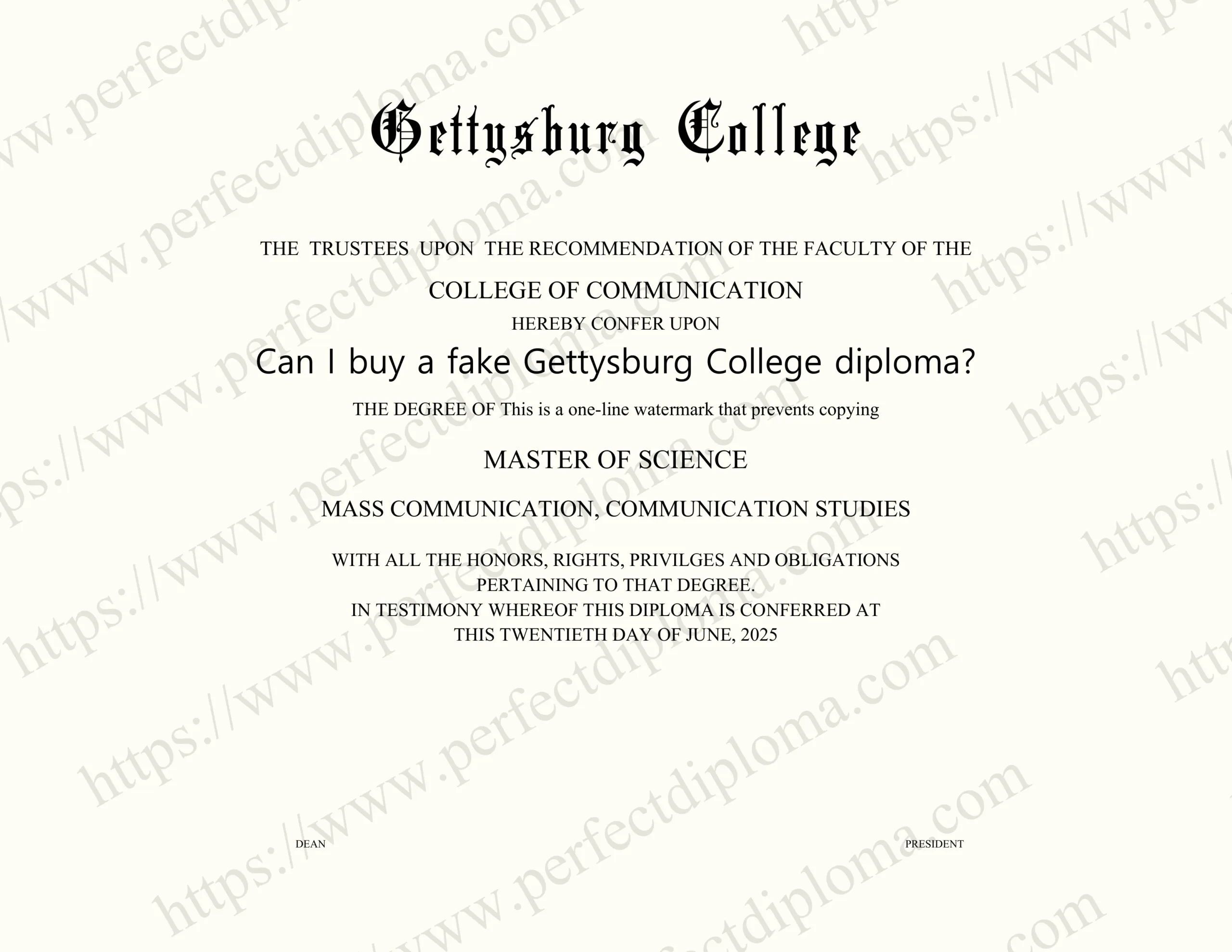 Can I buy a fake Gettysburg College diploma?
