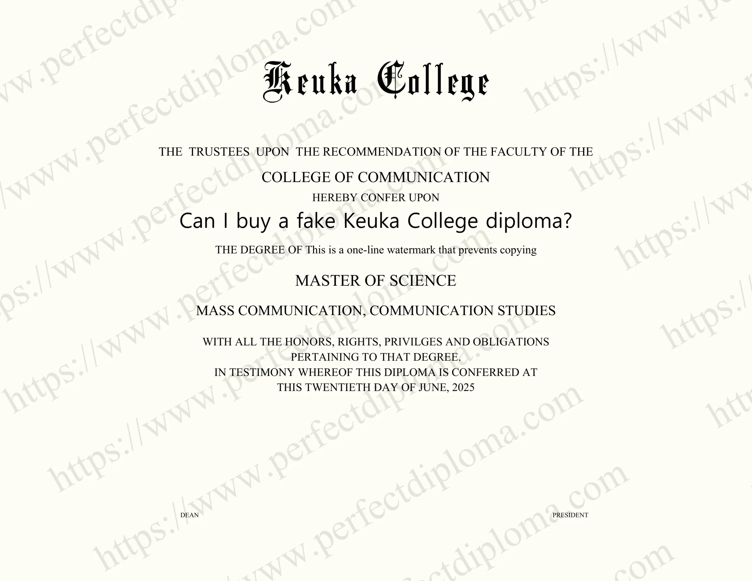 Can I buy a fake Keuka College diploma?