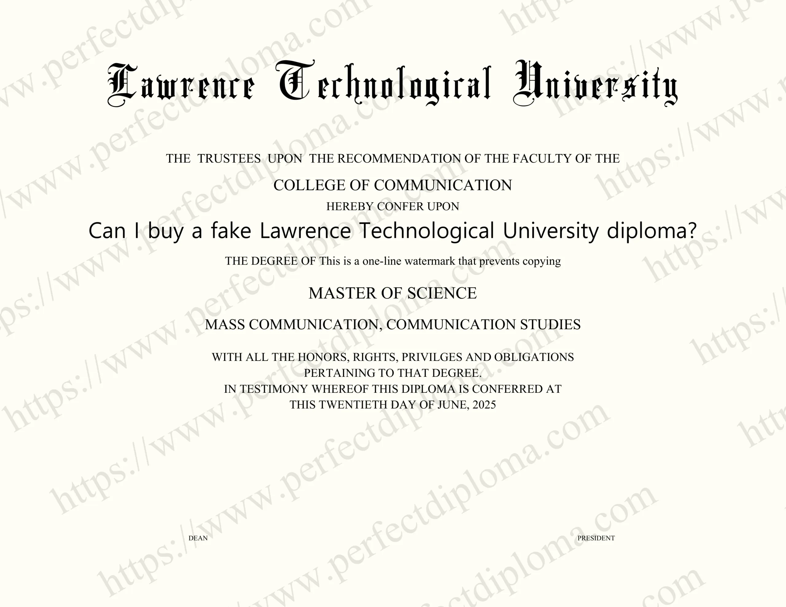 Can I buy a fake Lawrence Technological University diploma?