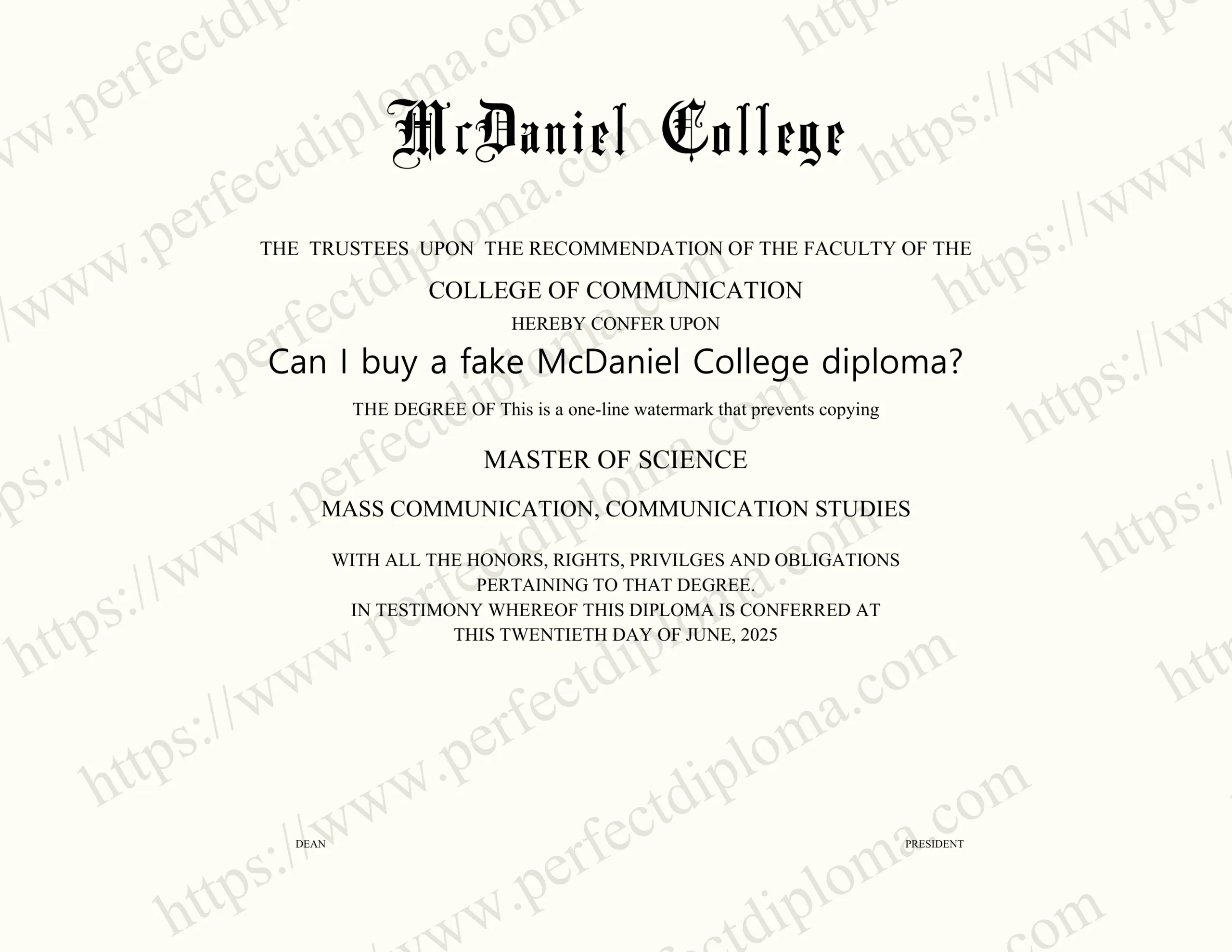 Can I buy a fake McDaniel College diploma?