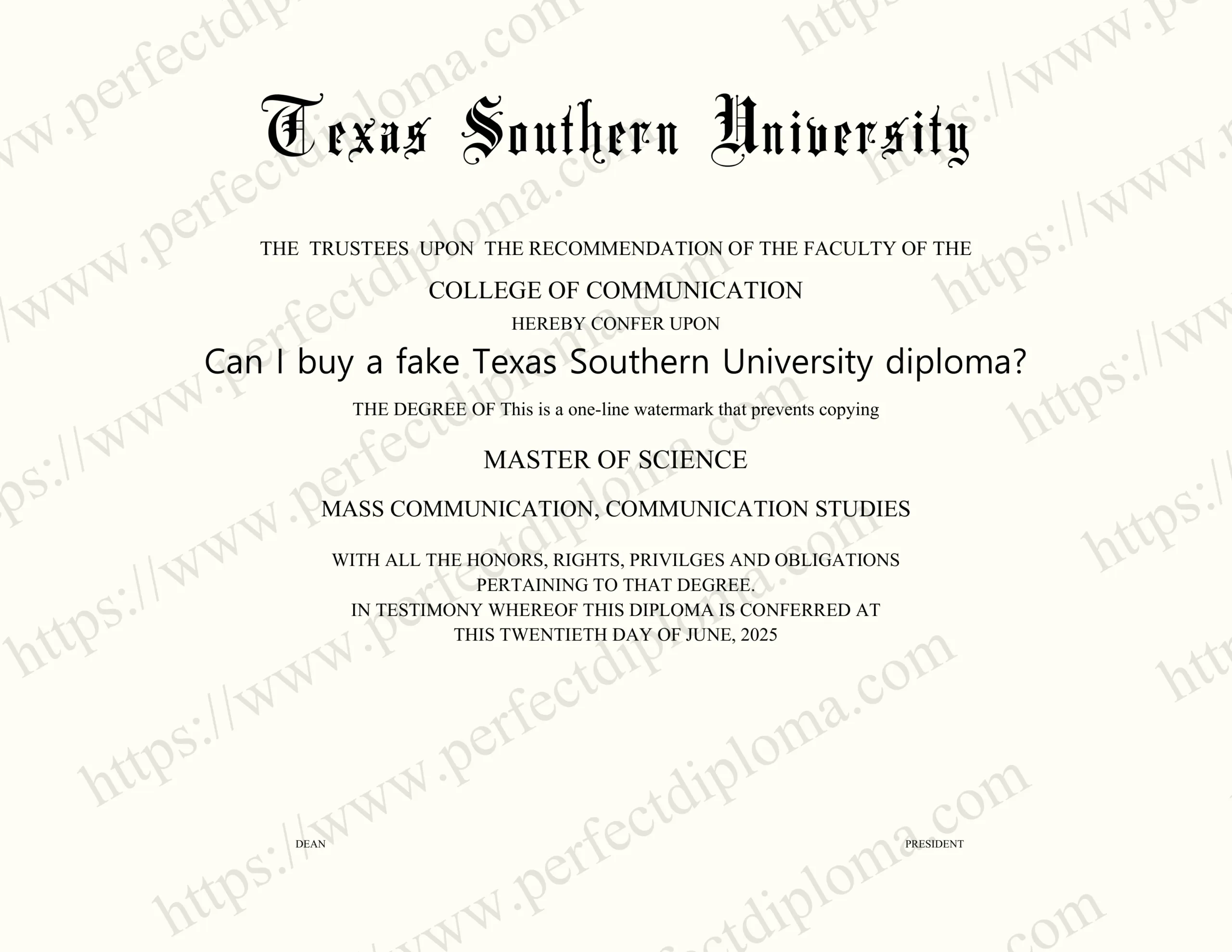 Can I buy a fake Texas Southern University diploma?