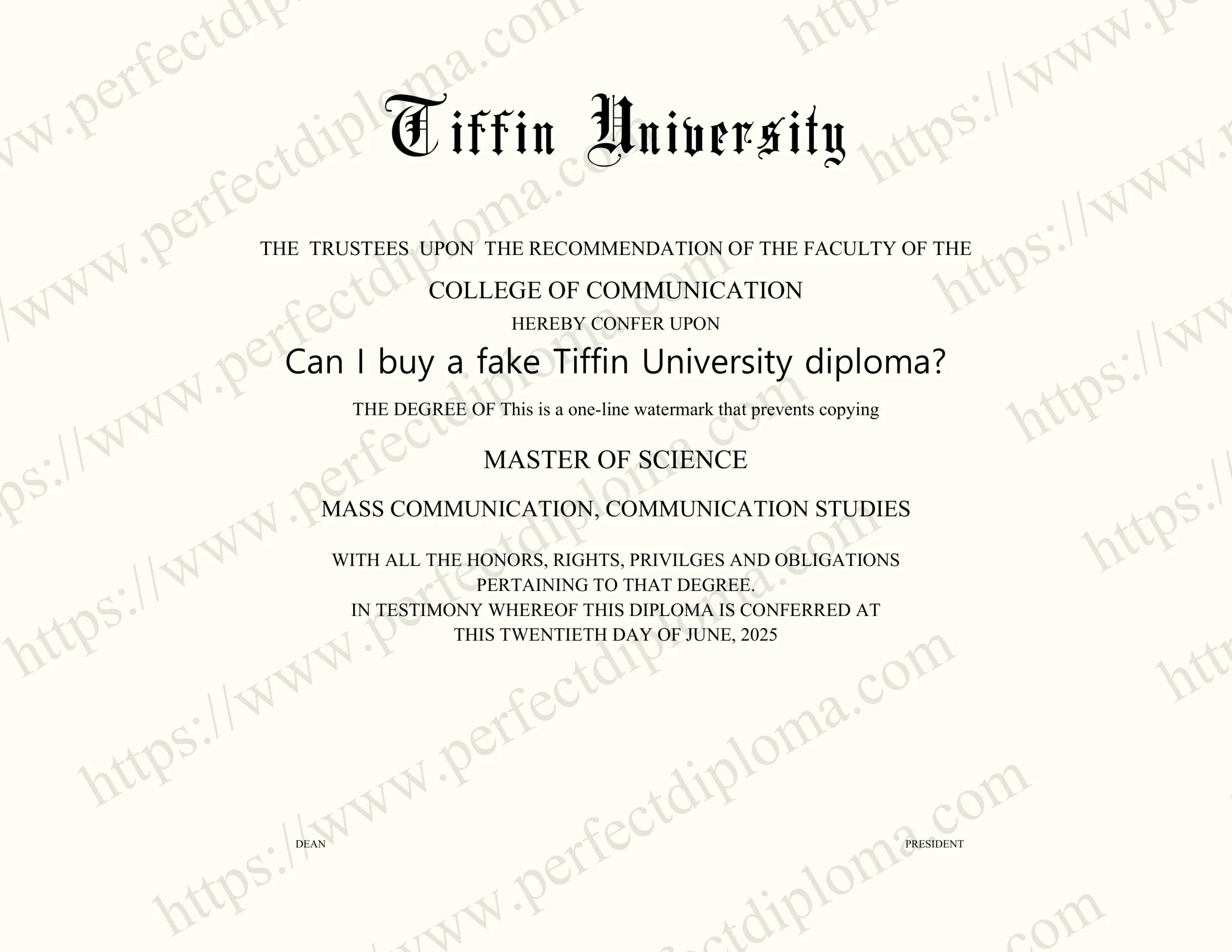 Can I buy a fake Tiffin University diploma?
