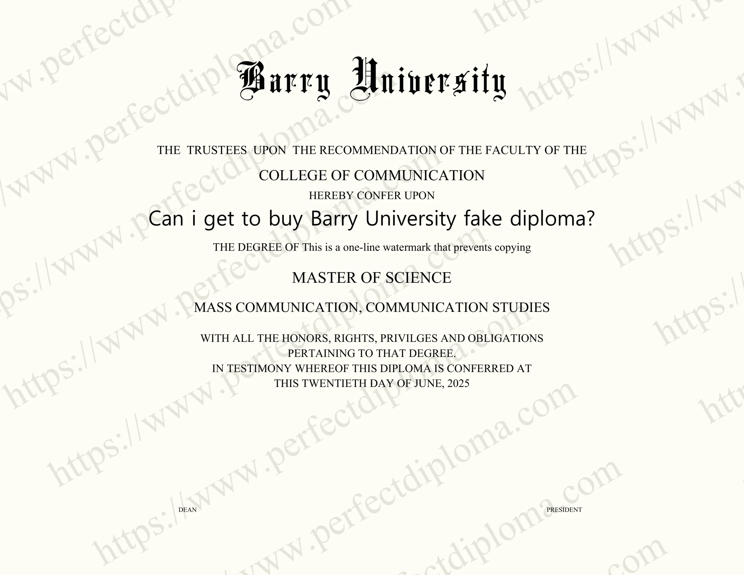 Can i get to buy Barry University fake diploma?