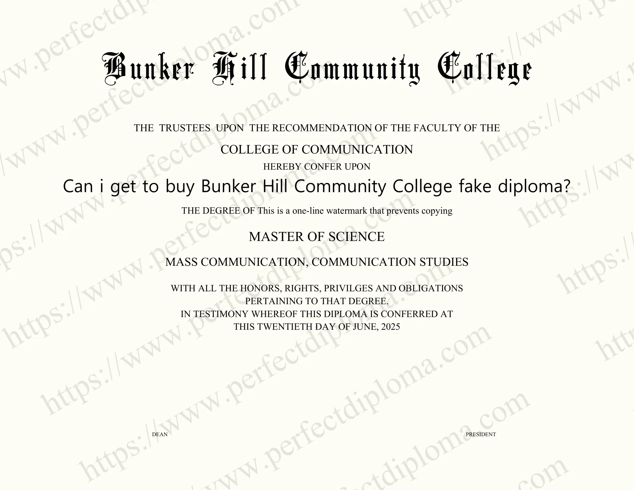 Can i get to buy Bunker Hill Community College fake diploma?