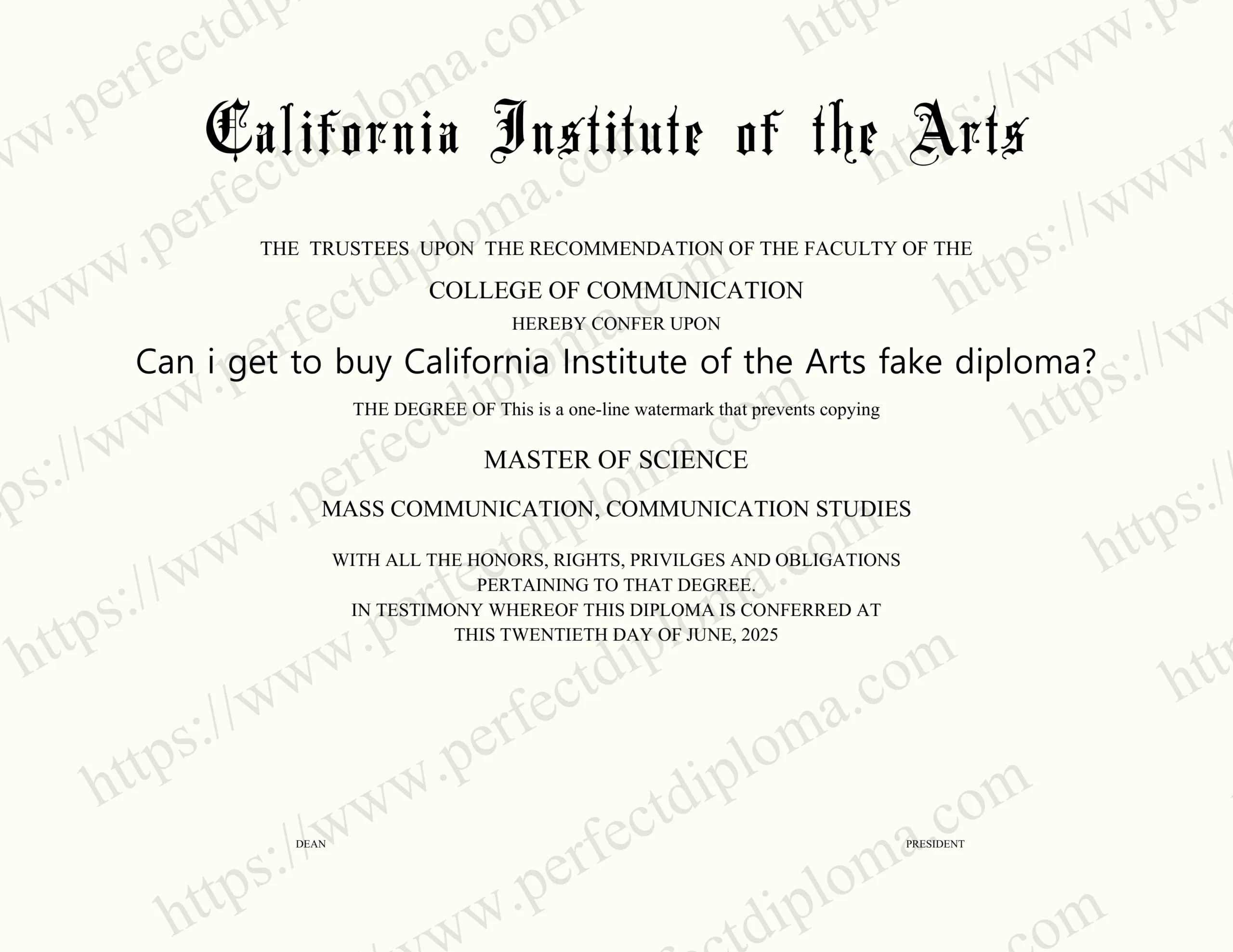 Can i get to buy California Institute of the Arts fake diploma?