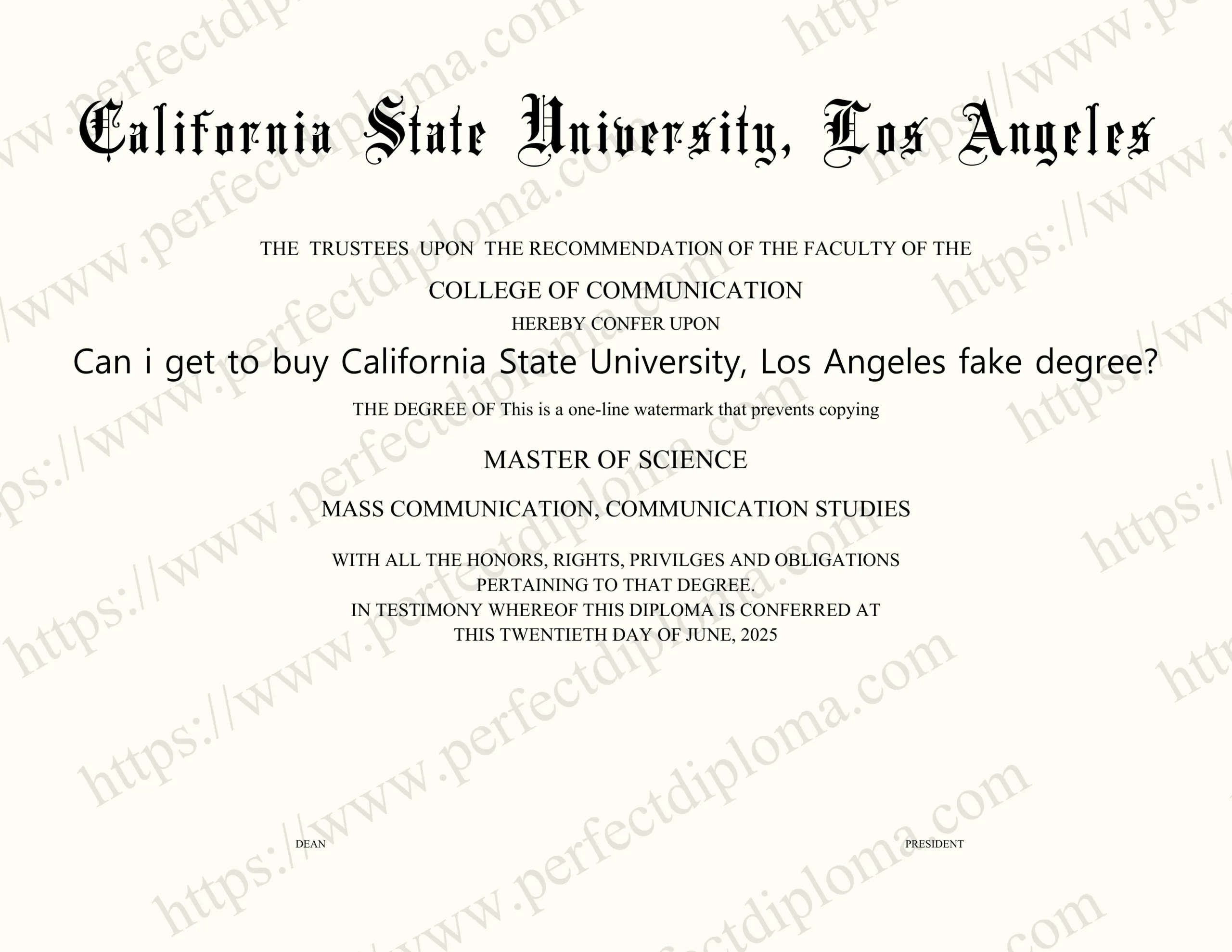 Can i get to buy California State University, Los Angeles fake degree?