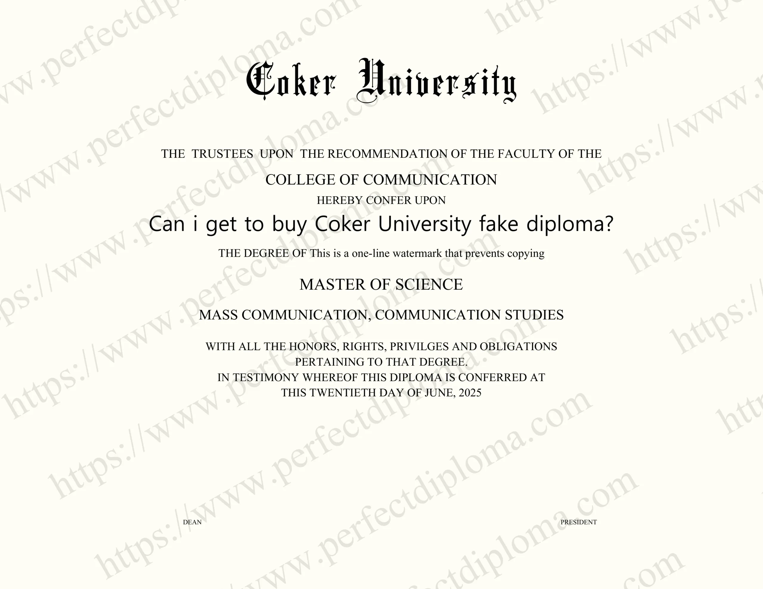 Can i get to buy Coker University fake diploma?