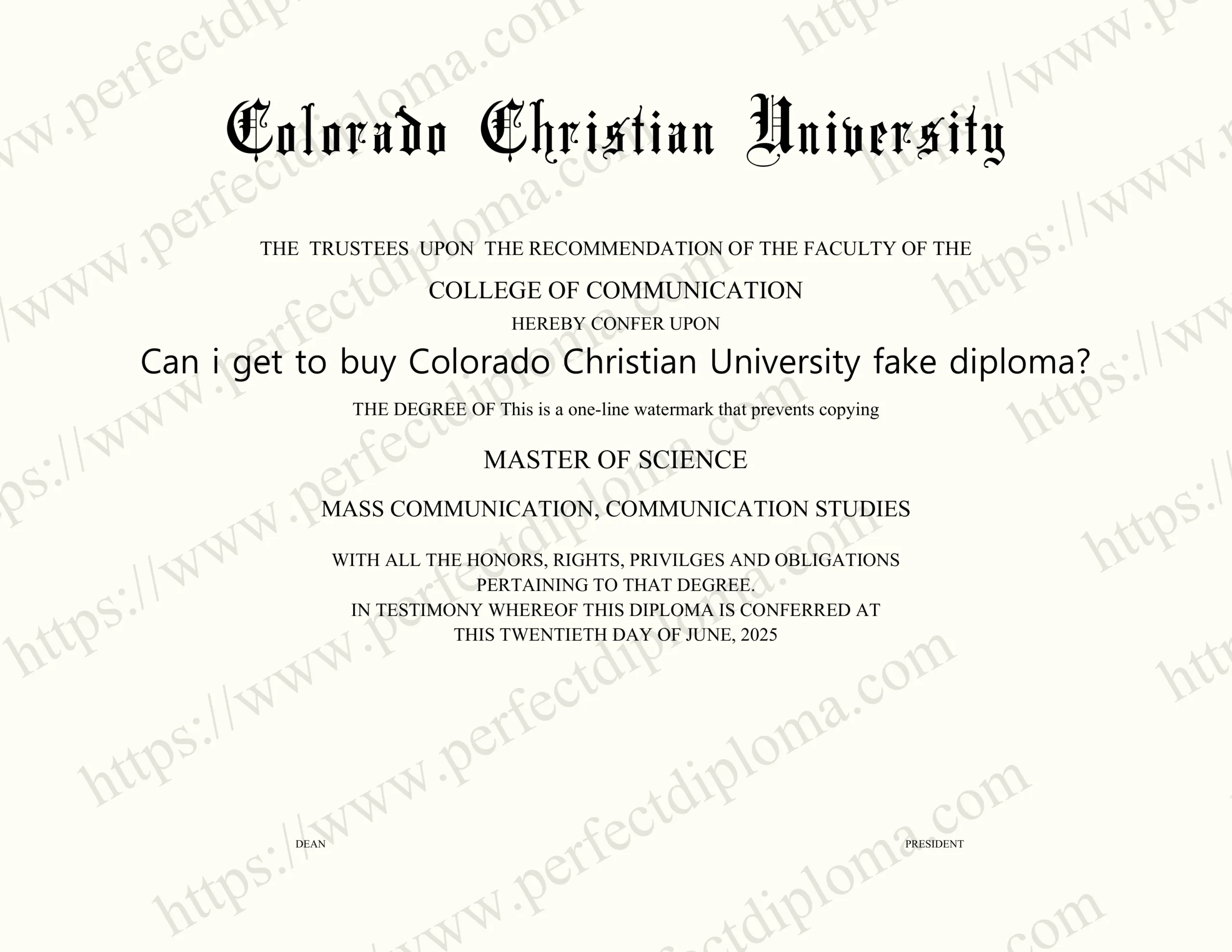Can i get to buy Colorado Christian University fake diploma?