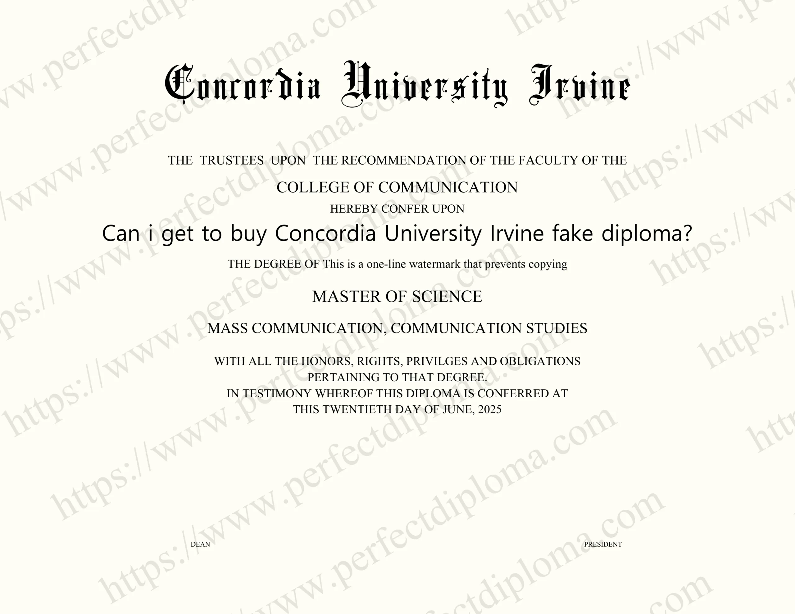 Can i get to buy Concordia University Irvine fake diploma?