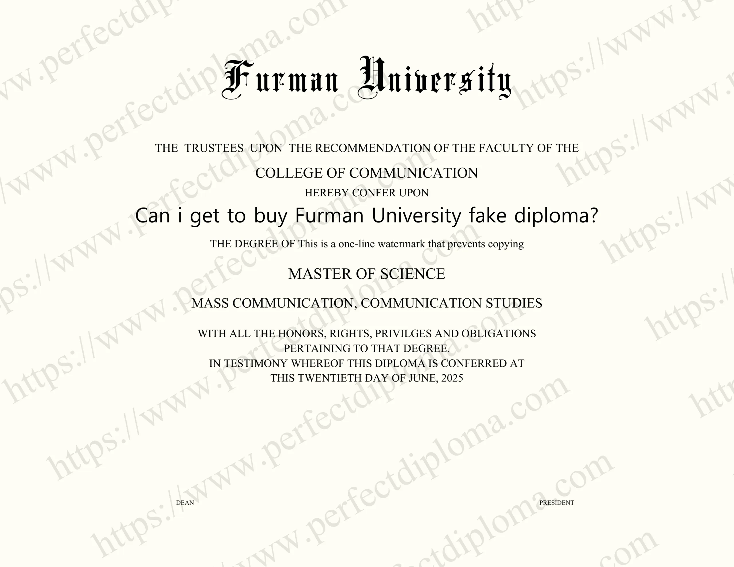Can i get to buy Furman University fake diploma?