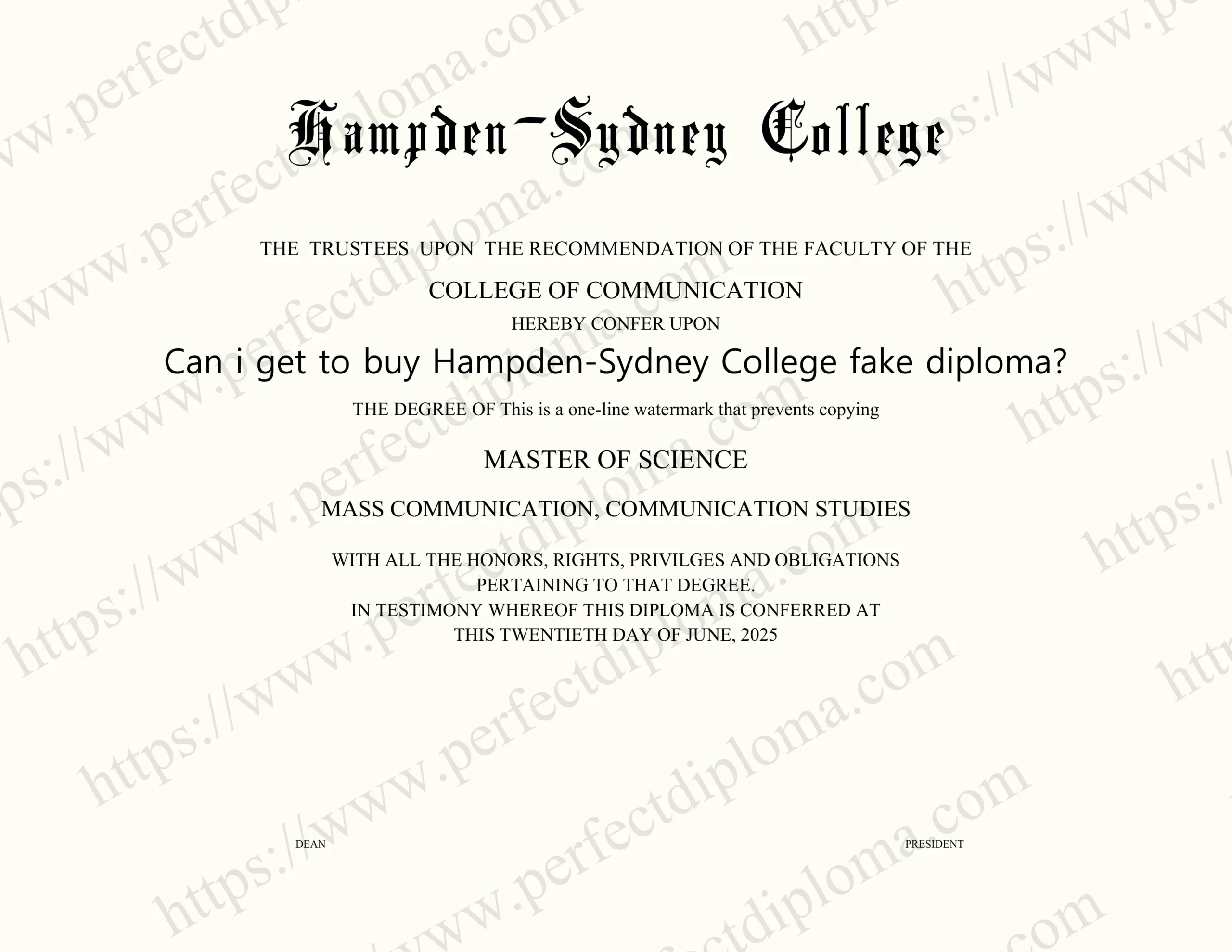 Can i get to buy Hampden-Sydney College fake diploma?