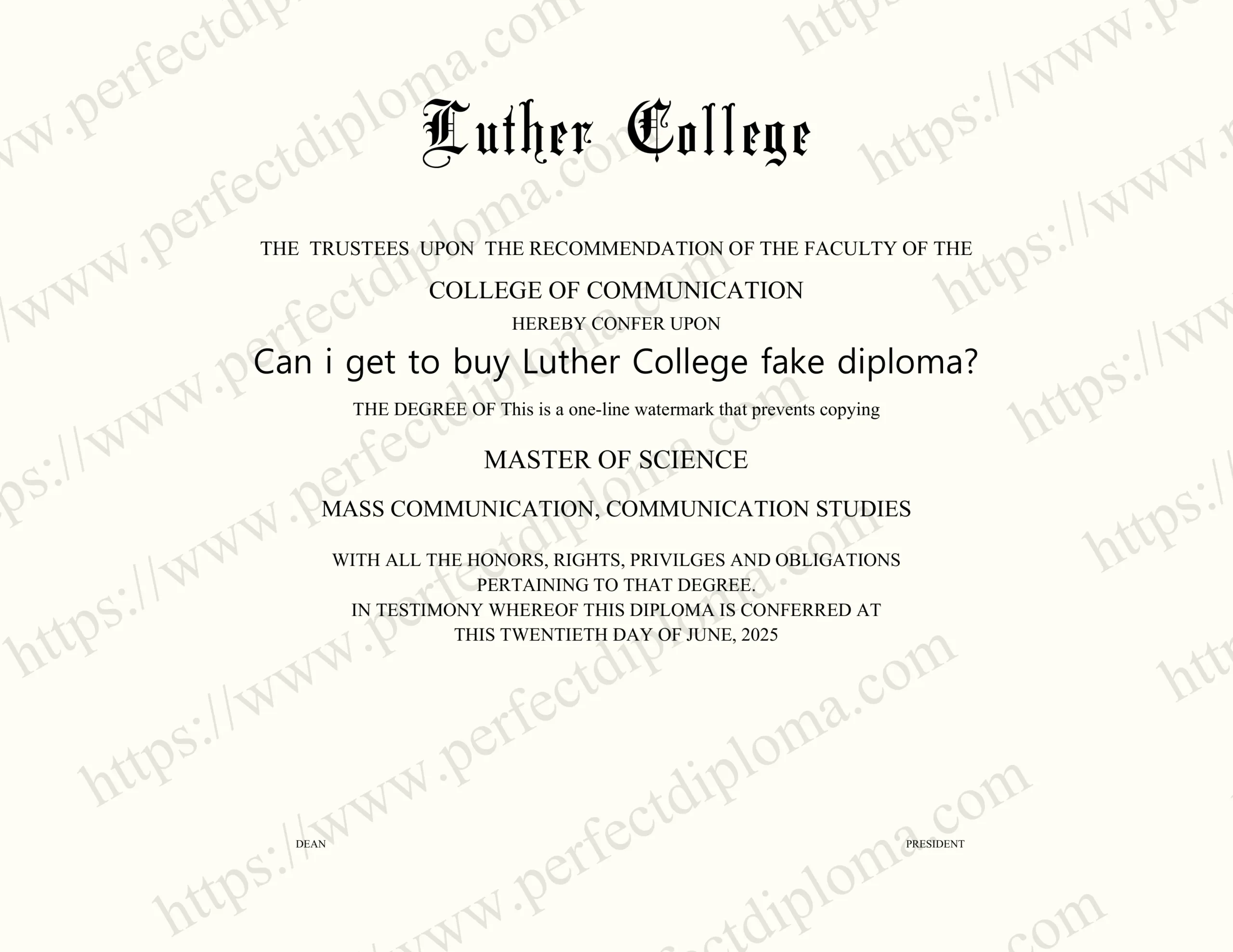 Can i get to buy Luther College fake diploma?