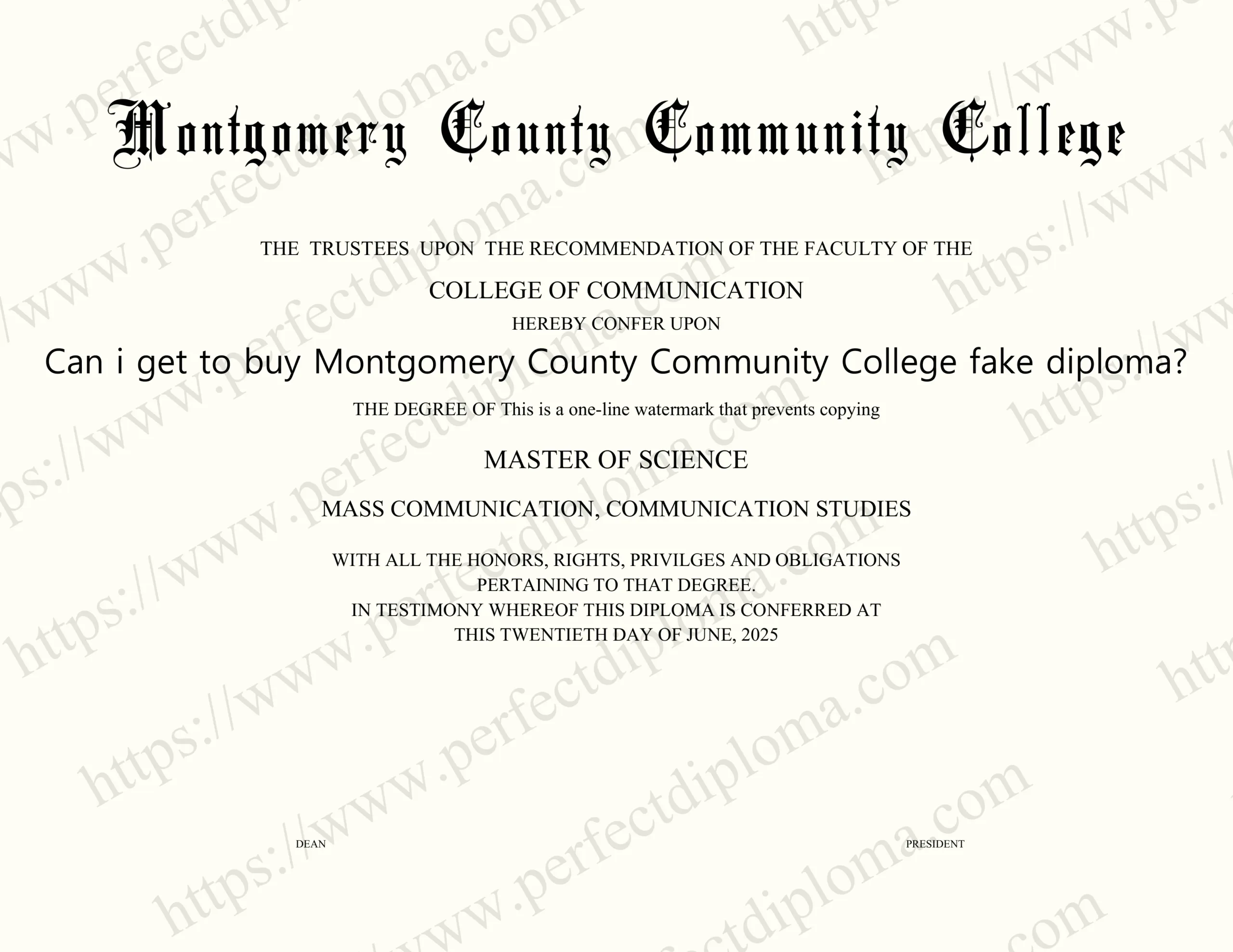 Can i get to buy Montgomery County Community College fake diploma?