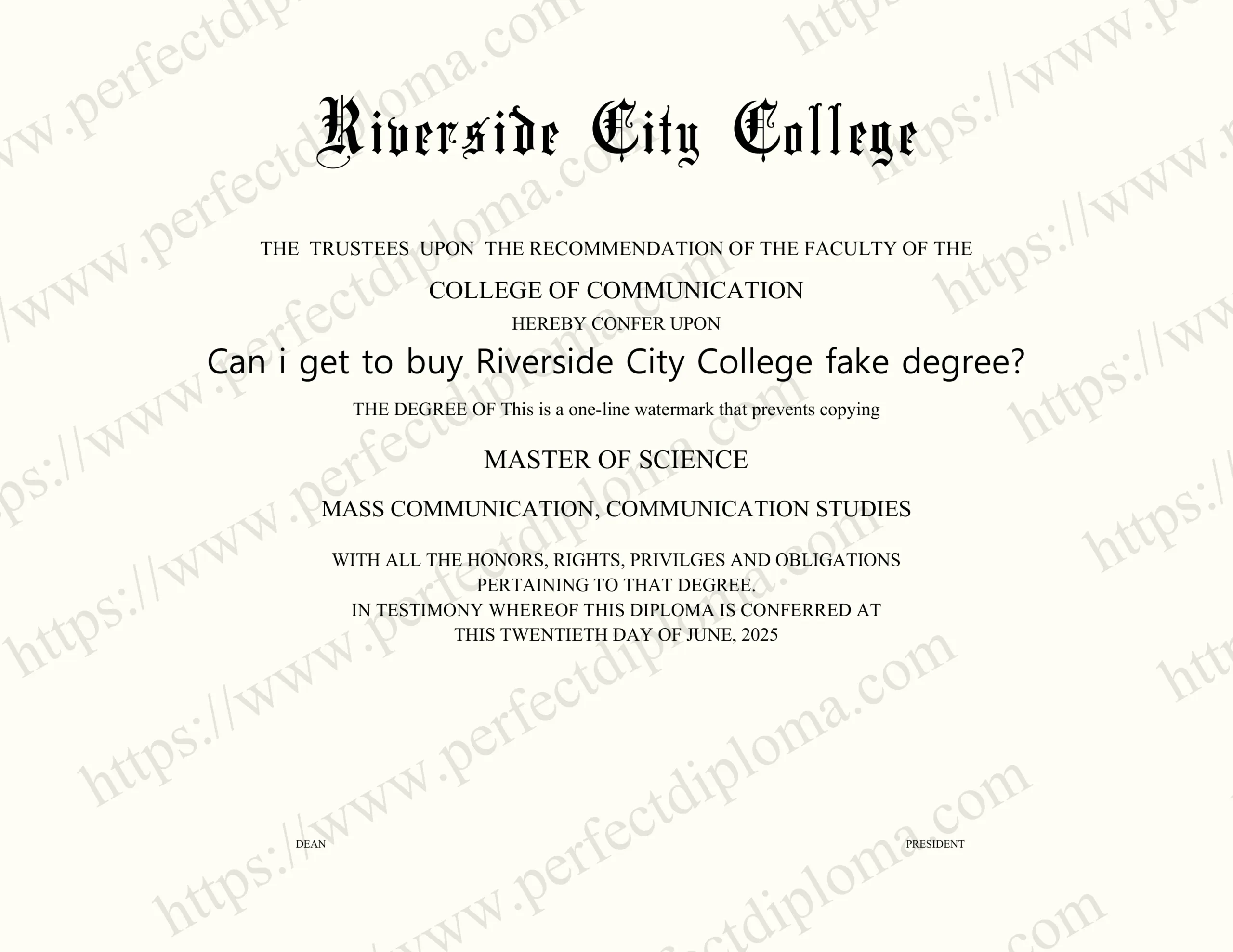 Can i get to buy Riverside City College fake degree?