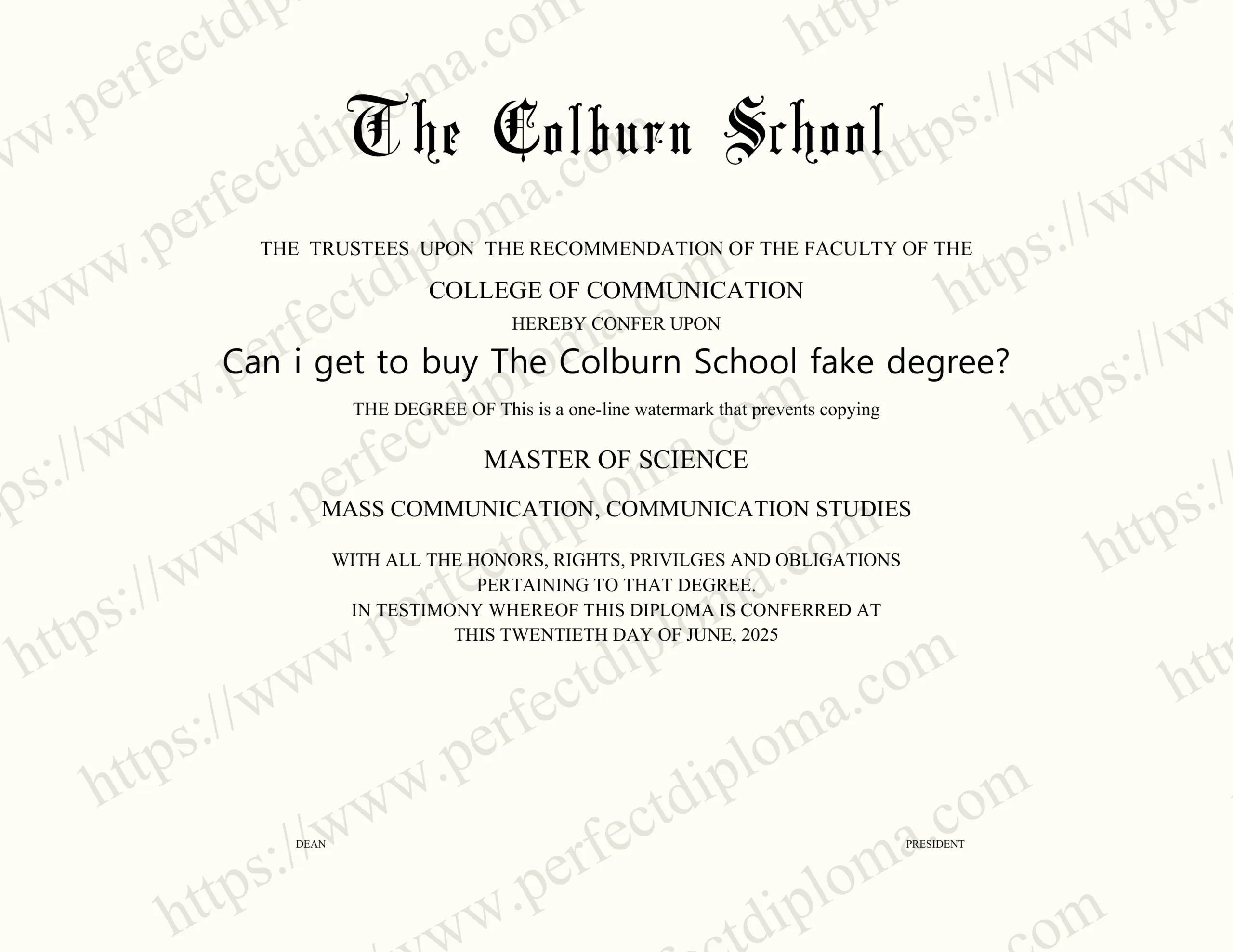 Can i get to buy The Colburn School fake degree?