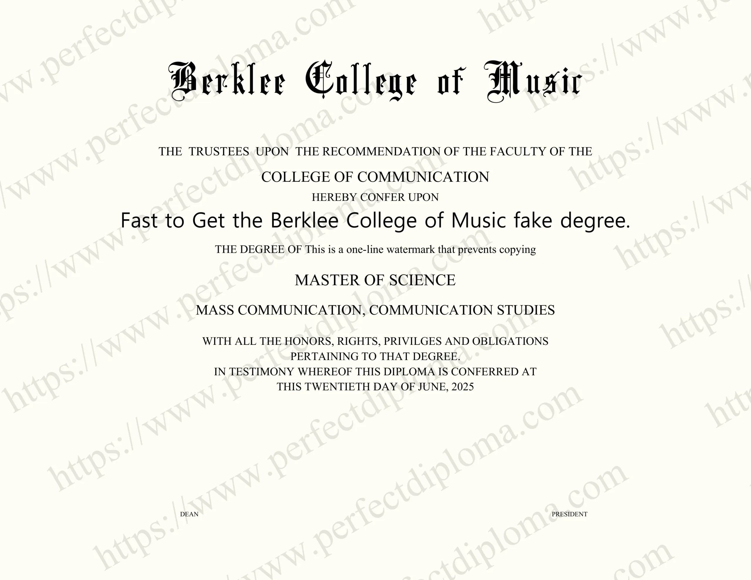 Fast to Get the Berklee College of Music fake degree.