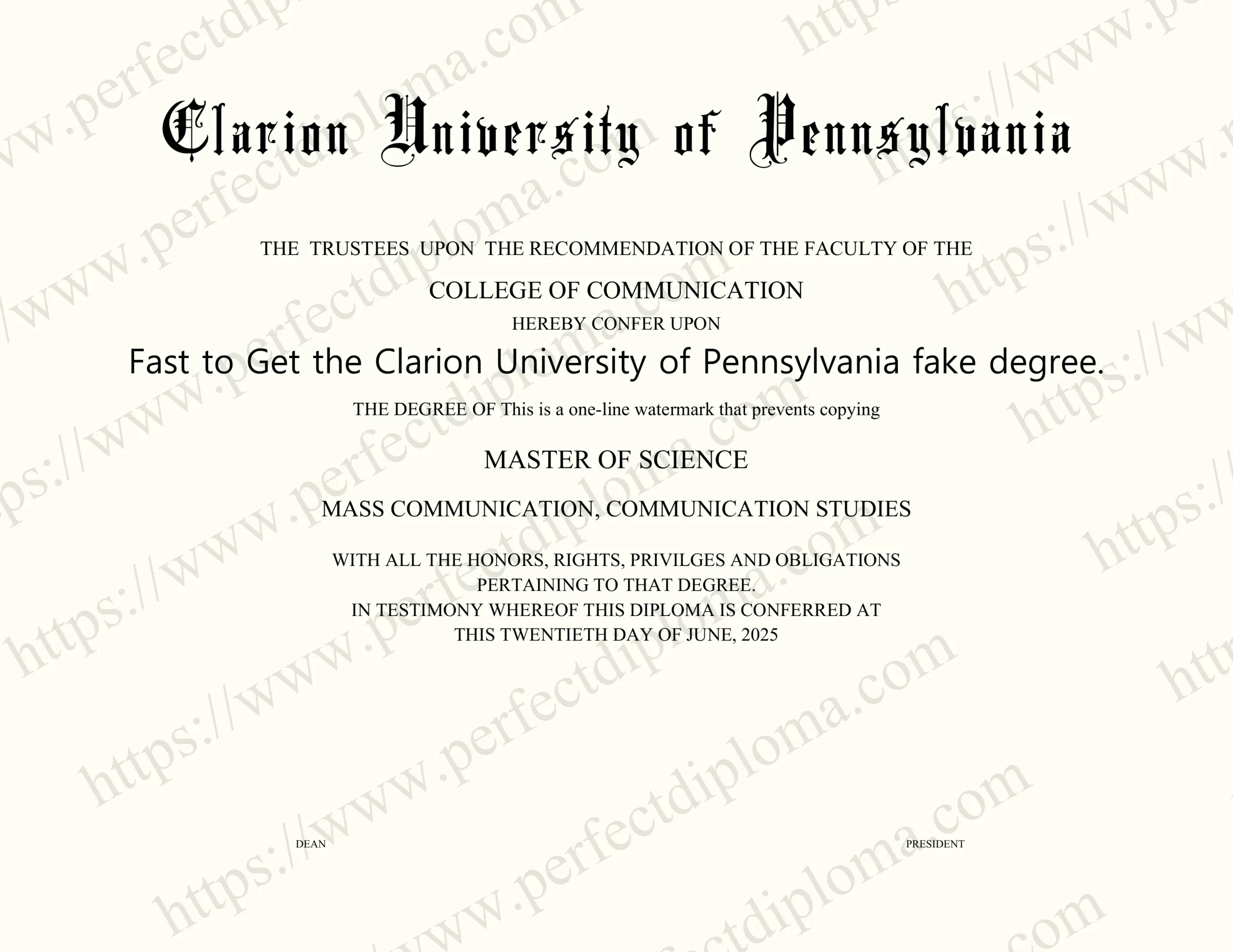 Fast to Get the Clarion University of Pennsylvania fake degree.
