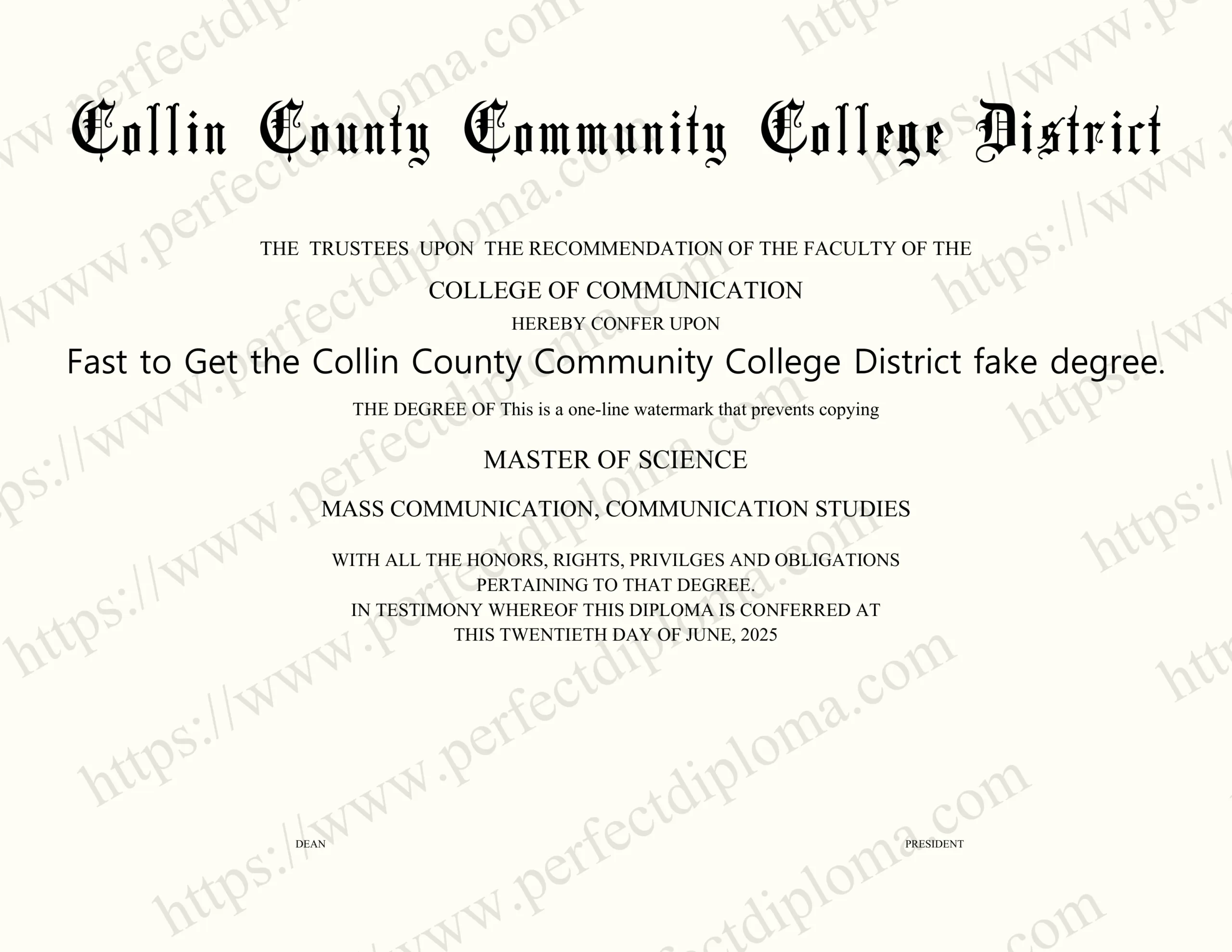 Fast to Get the Collin County Community College District fake degree.