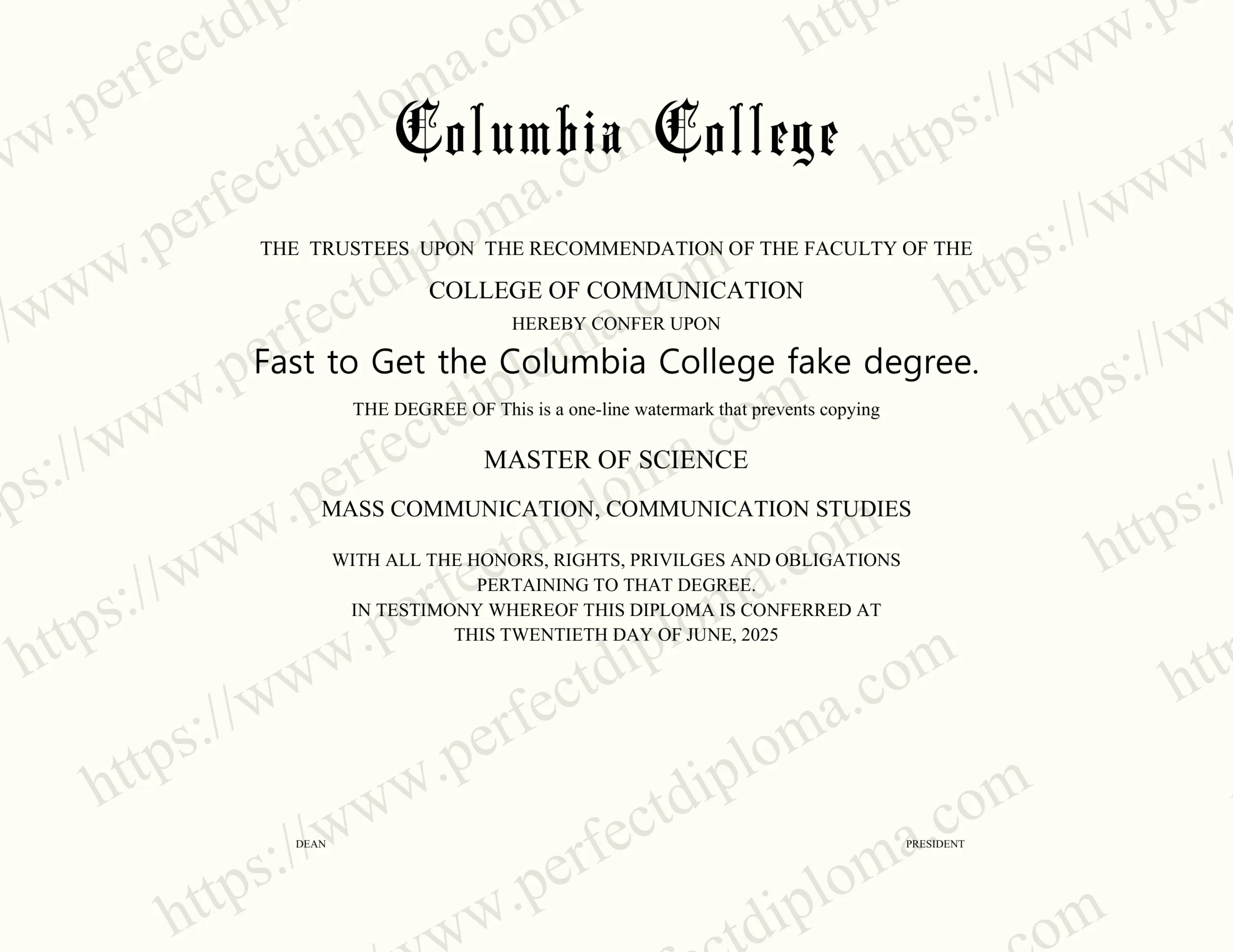 Fast to Get the Columbia College fake degree.