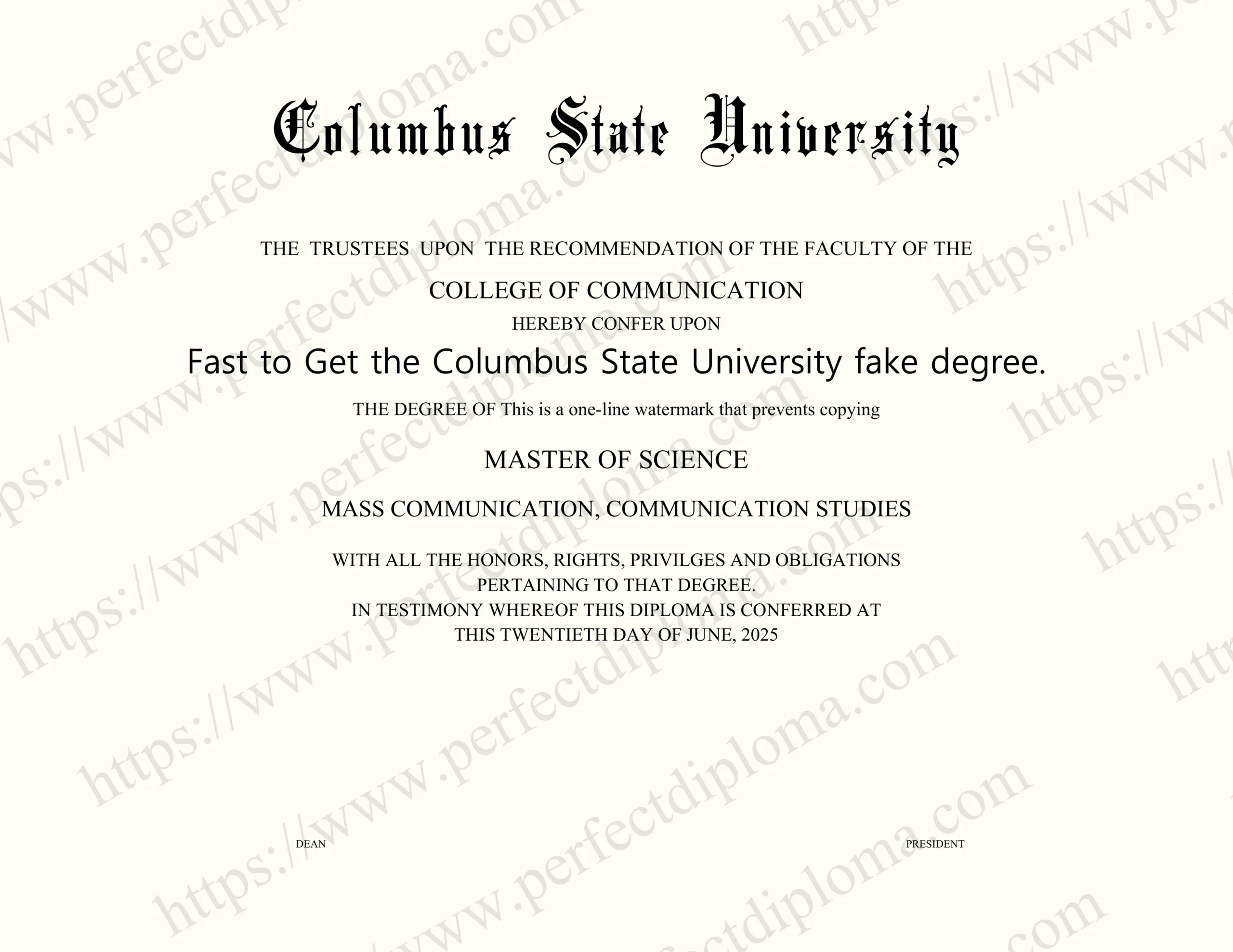 Fast to Get the Columbus State University fake degree.