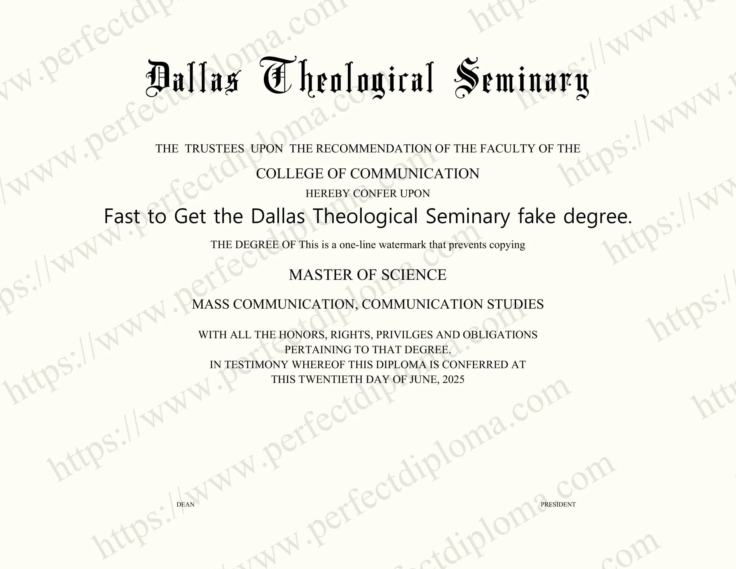 Fast to Get the Dallas Theological Seminary fake degree.