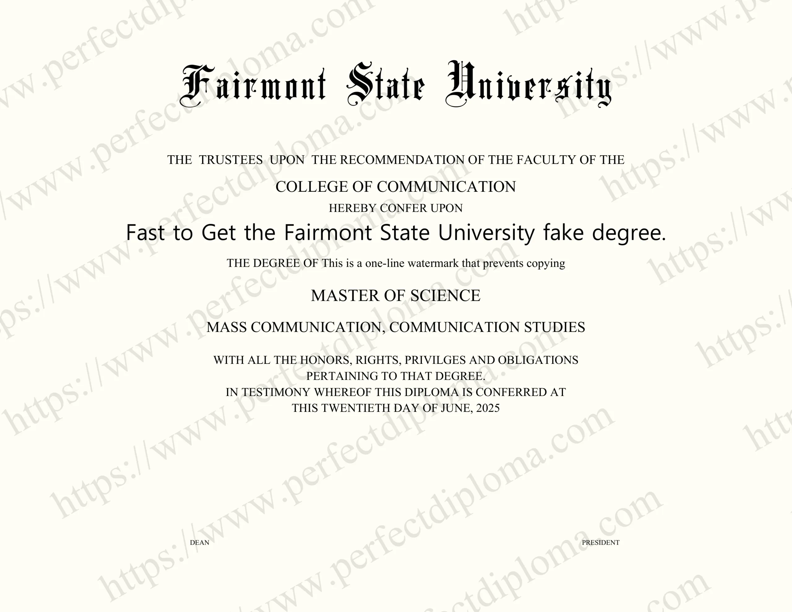 Fast to Get the Fairmont State University fake degree.
