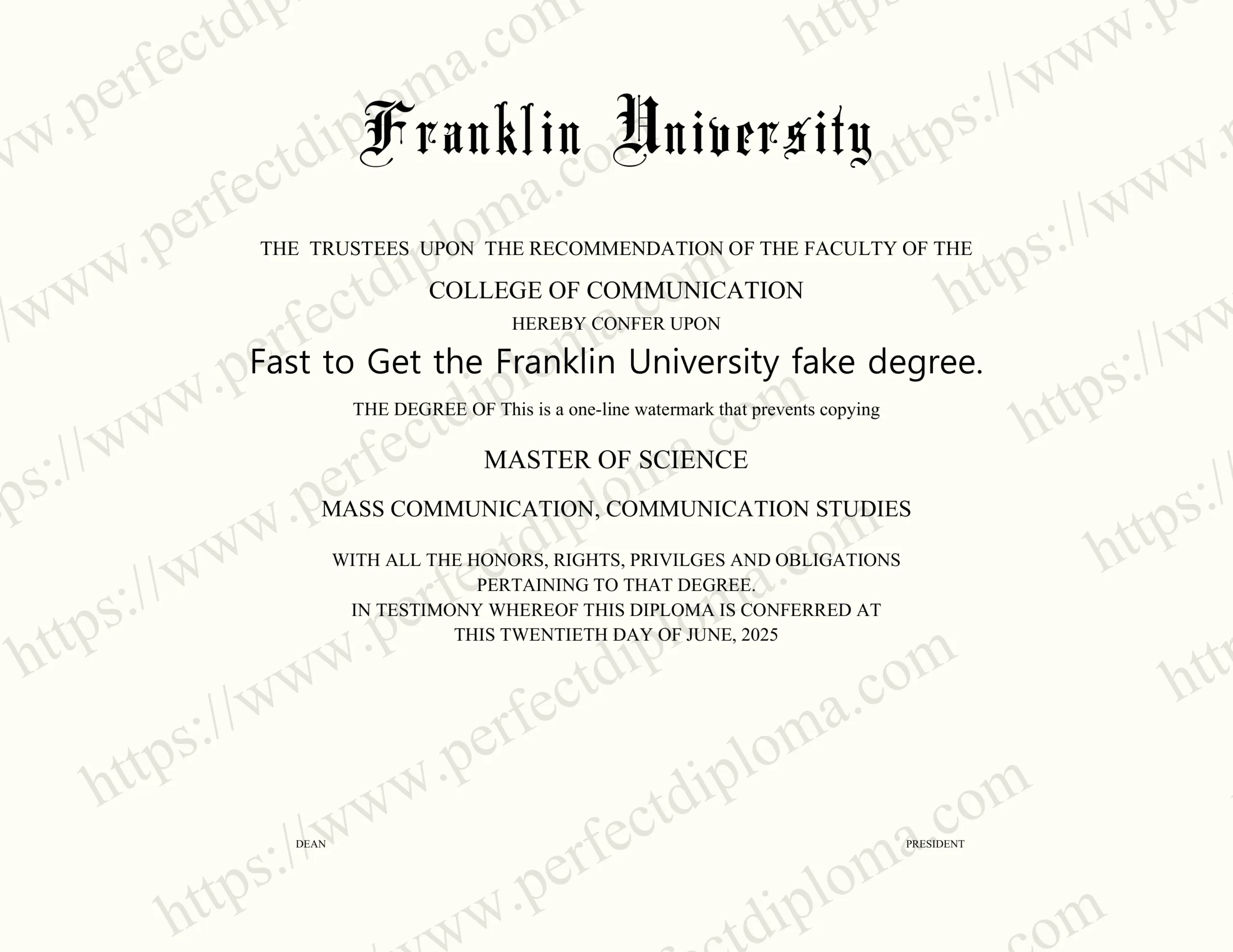 Fast to Get the Franklin University fake degree.