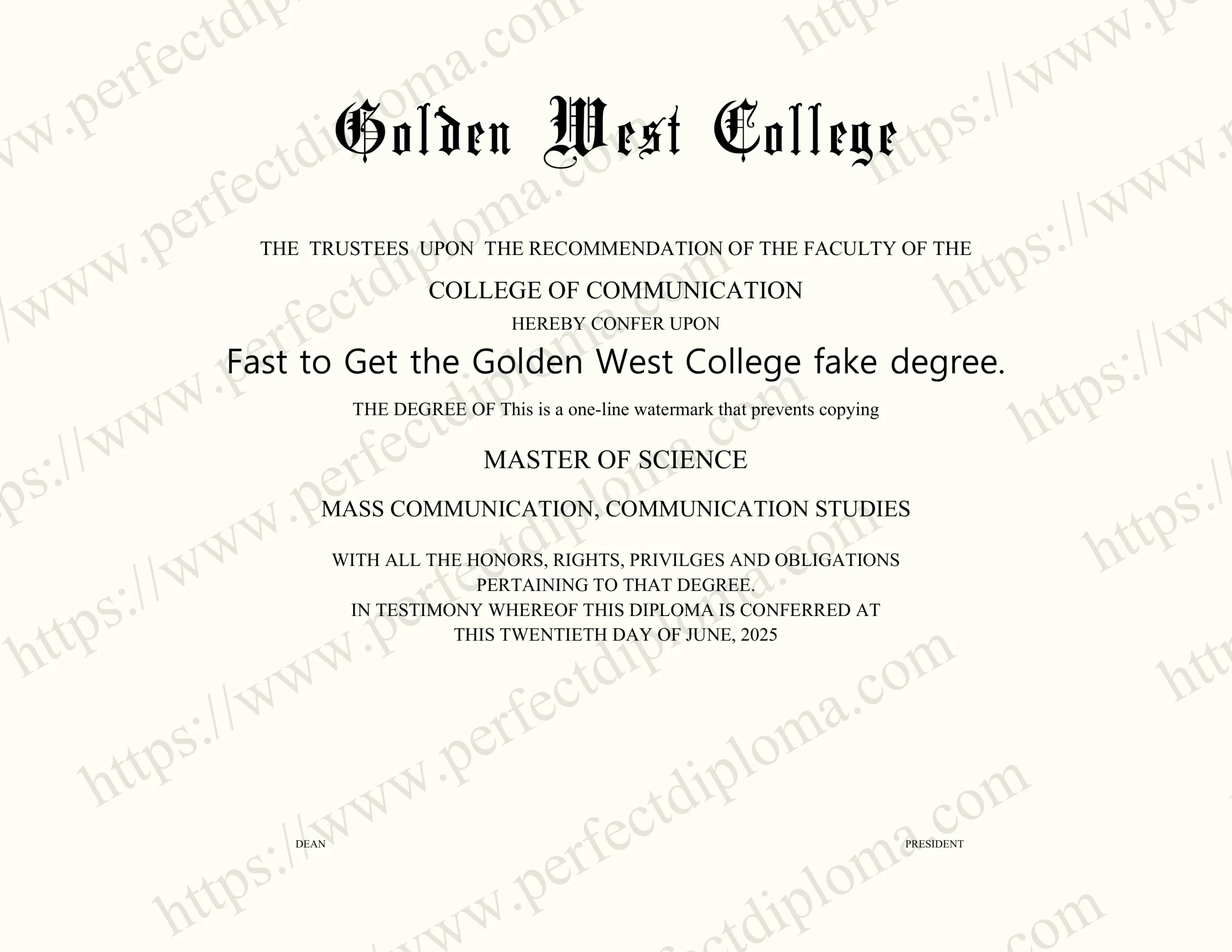 Fast to Get the Golden West College fake degree.