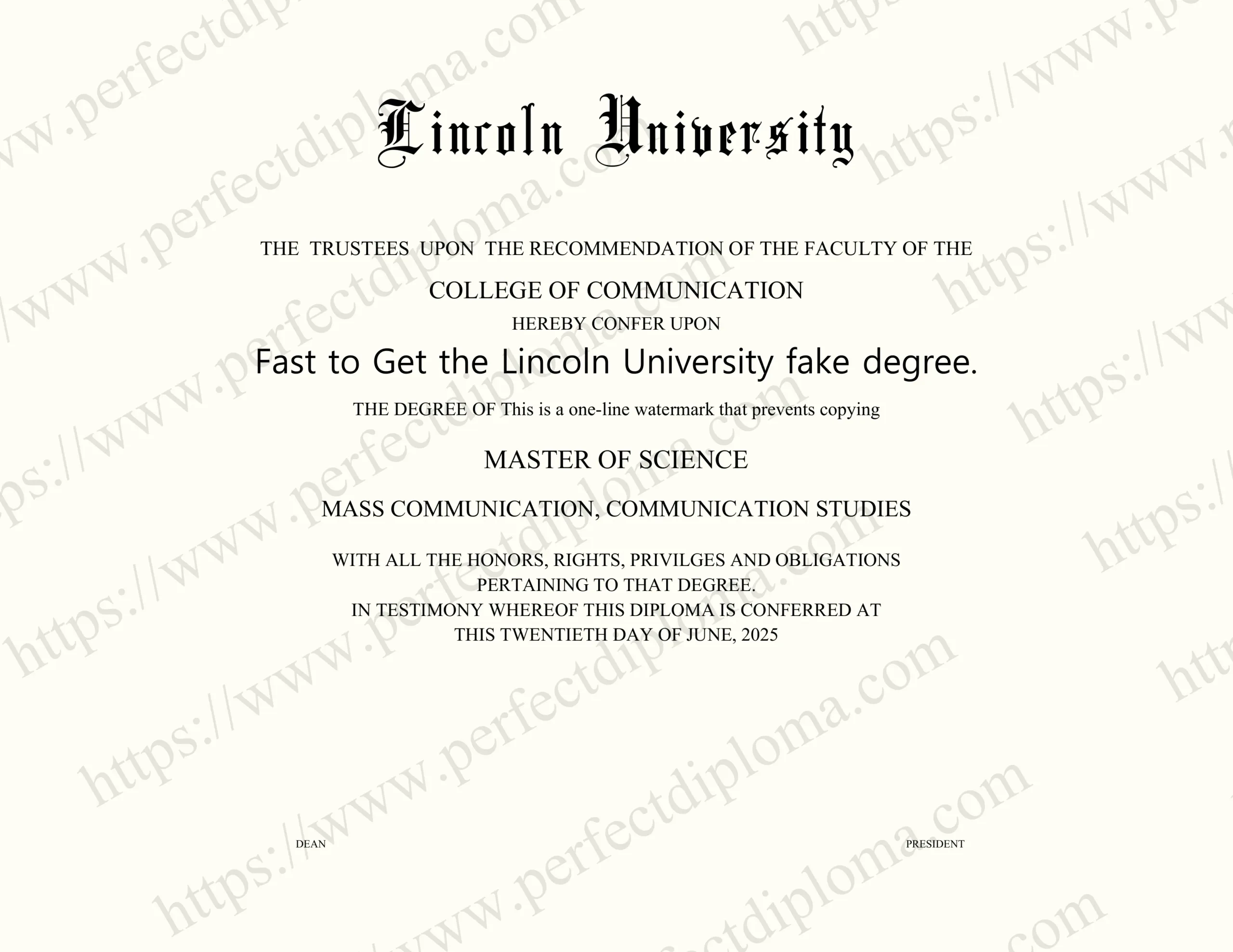 Fast to Get the Lincoln University fake degree.