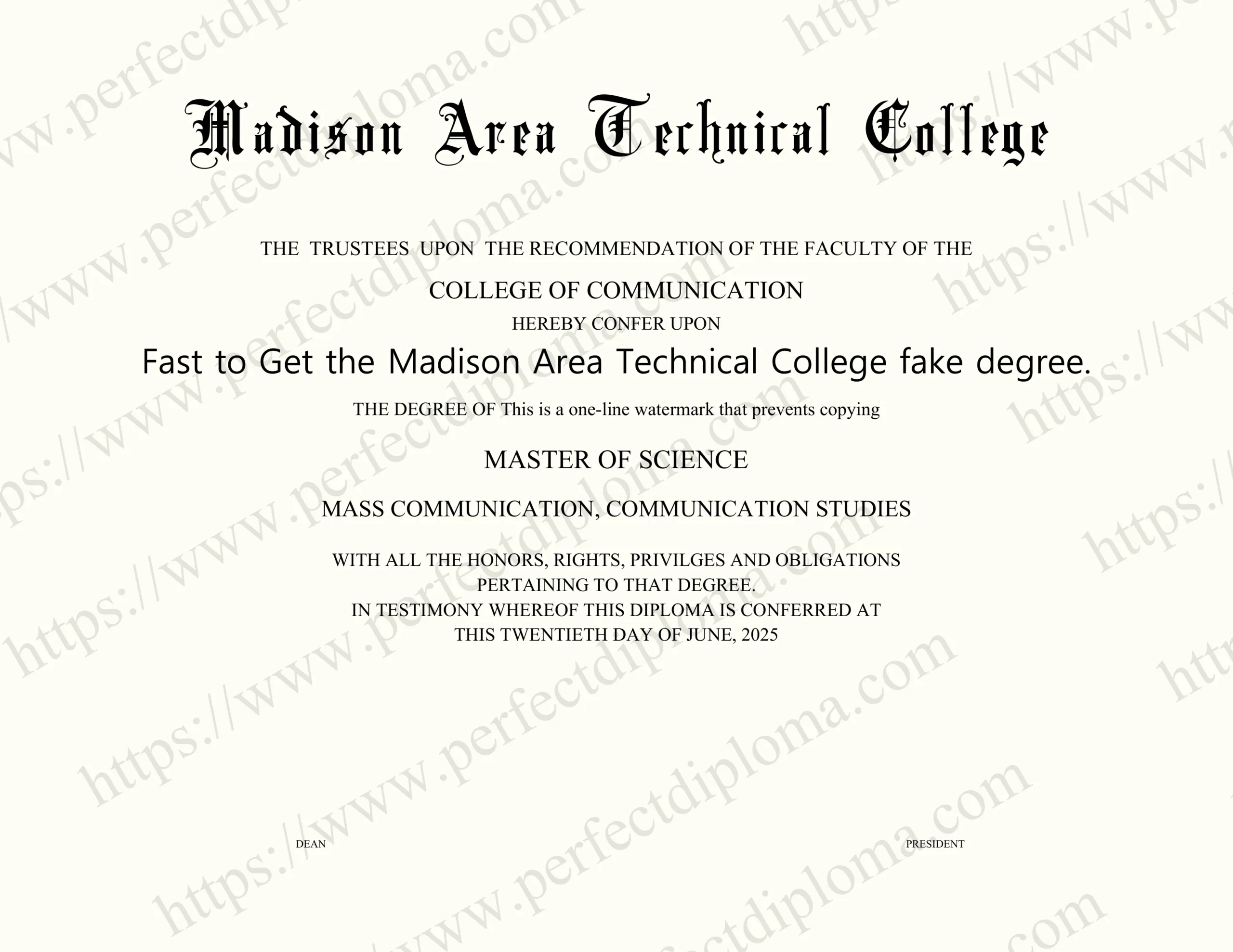 Fast to Get the Madison Area Technical College fake degree.