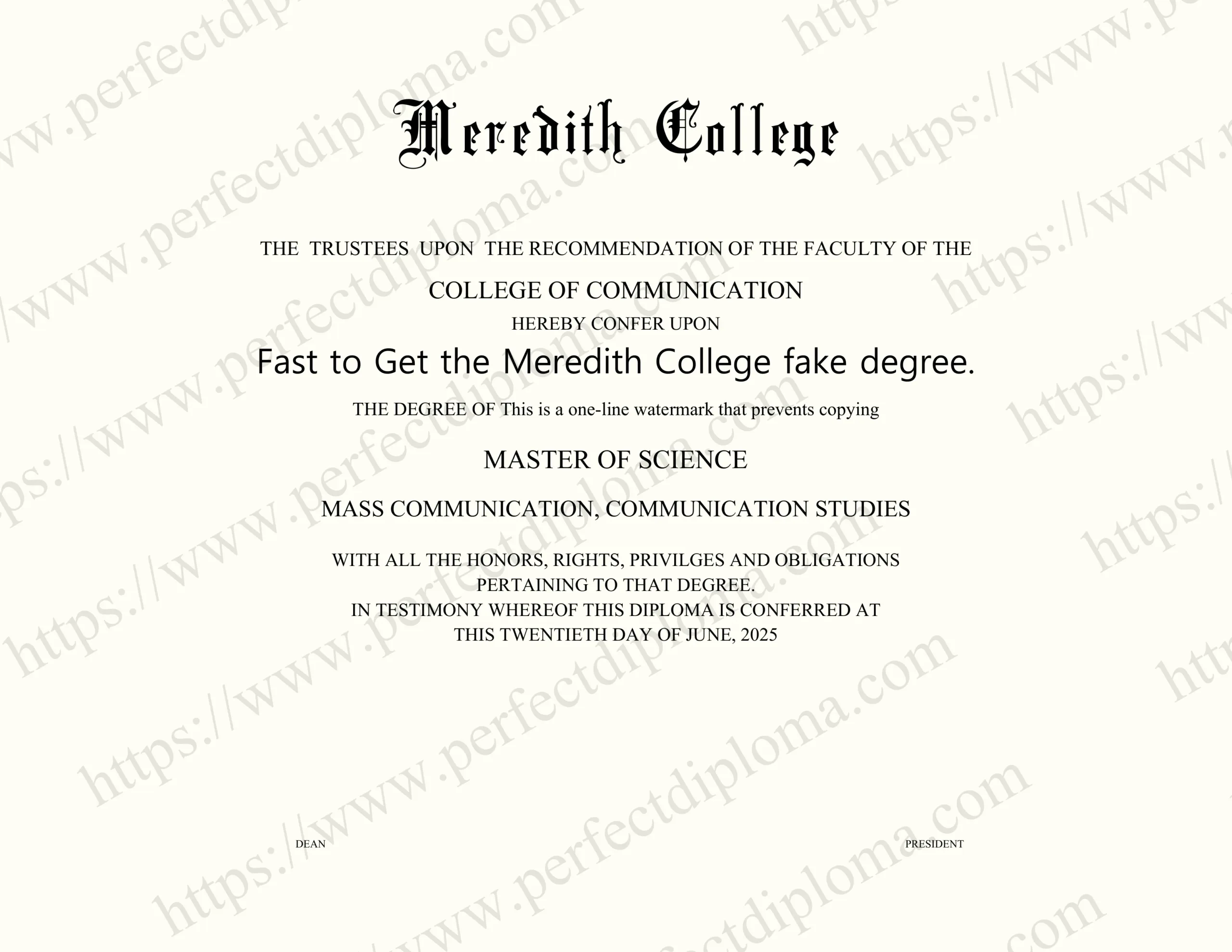 Fast to Get the Meredith College fake degree.